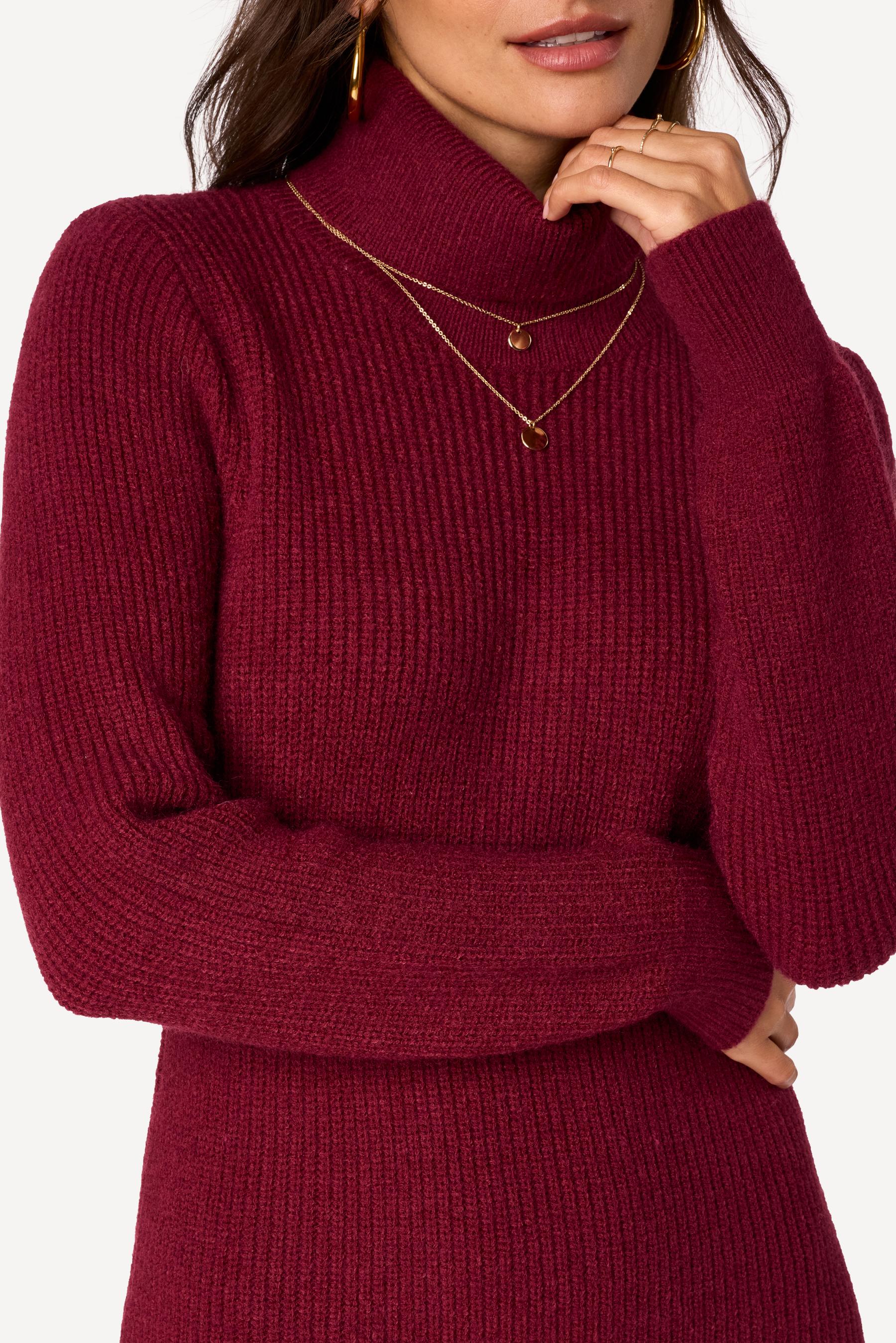 Robe pull unie Bordeaux - Axara Paris
