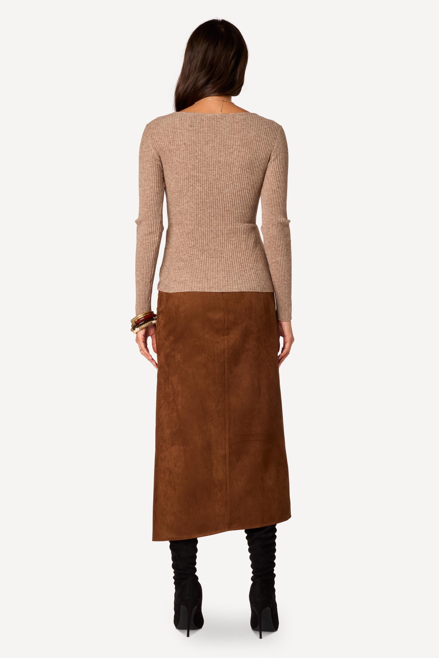 Pull chiné Taupe - Axara Paris