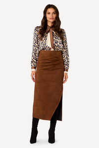 Jupe longue unie Marron - Axara Paris