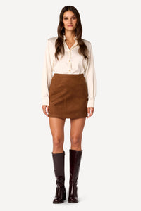 Mini jupe unie Marron - Axara Paris