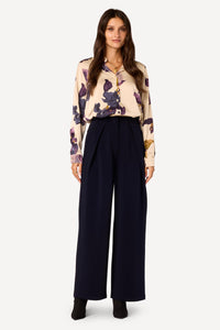 Pantalon large uni Marine - Axara Paris