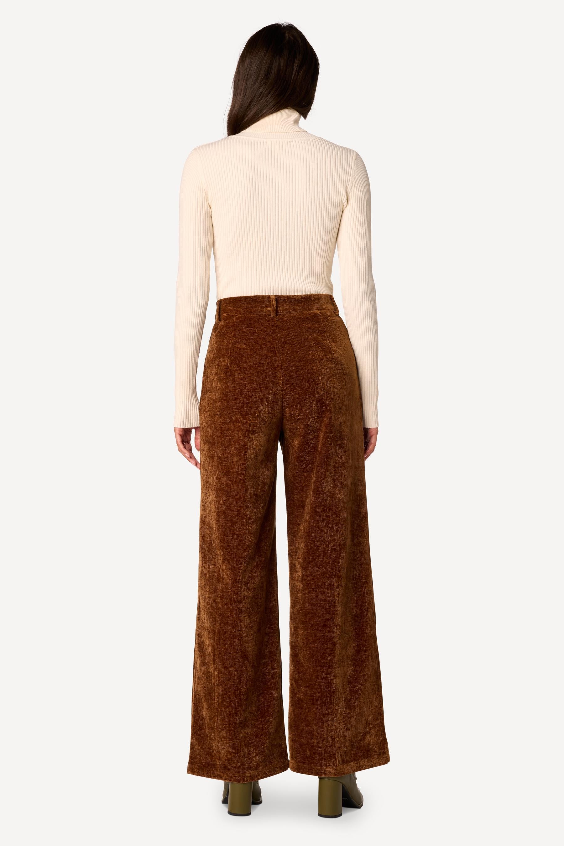 Pantalon large uni Marron - Axara Paris