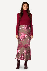 Jupe longue imprimée Taupe - Axara Paris