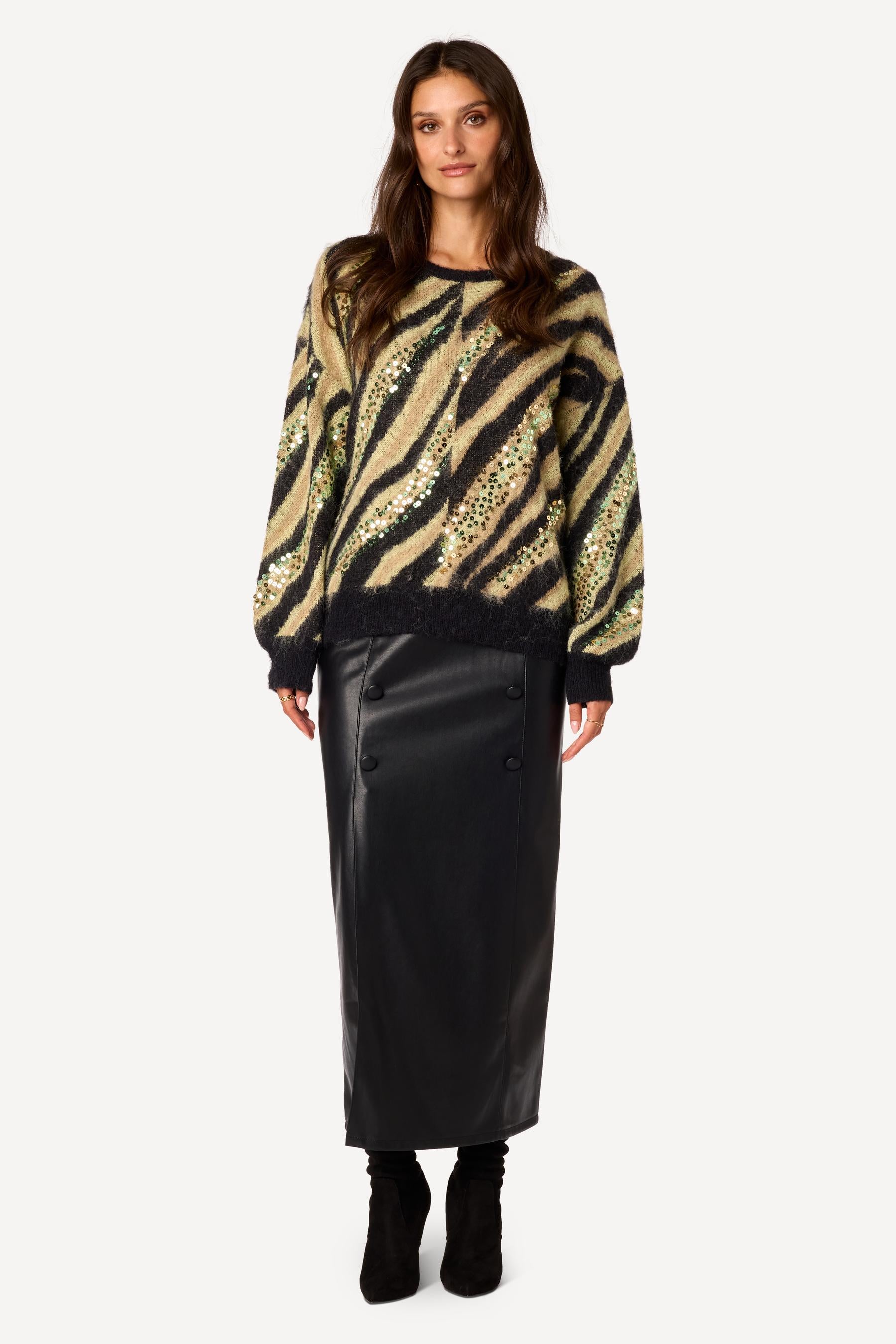 Pull à sequins Camel - Axara Paris