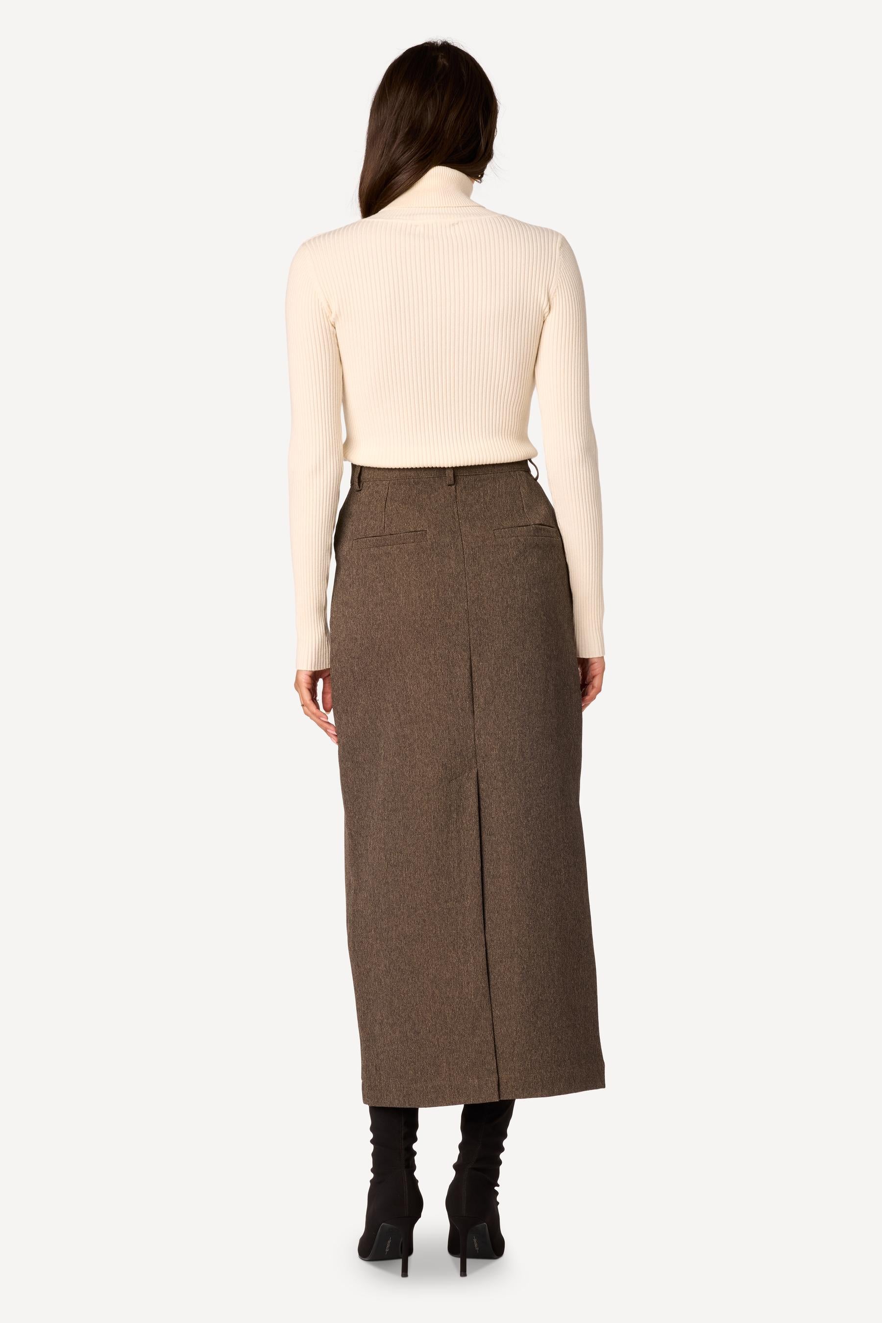Jupe longue unie Taupe - Axara Paris