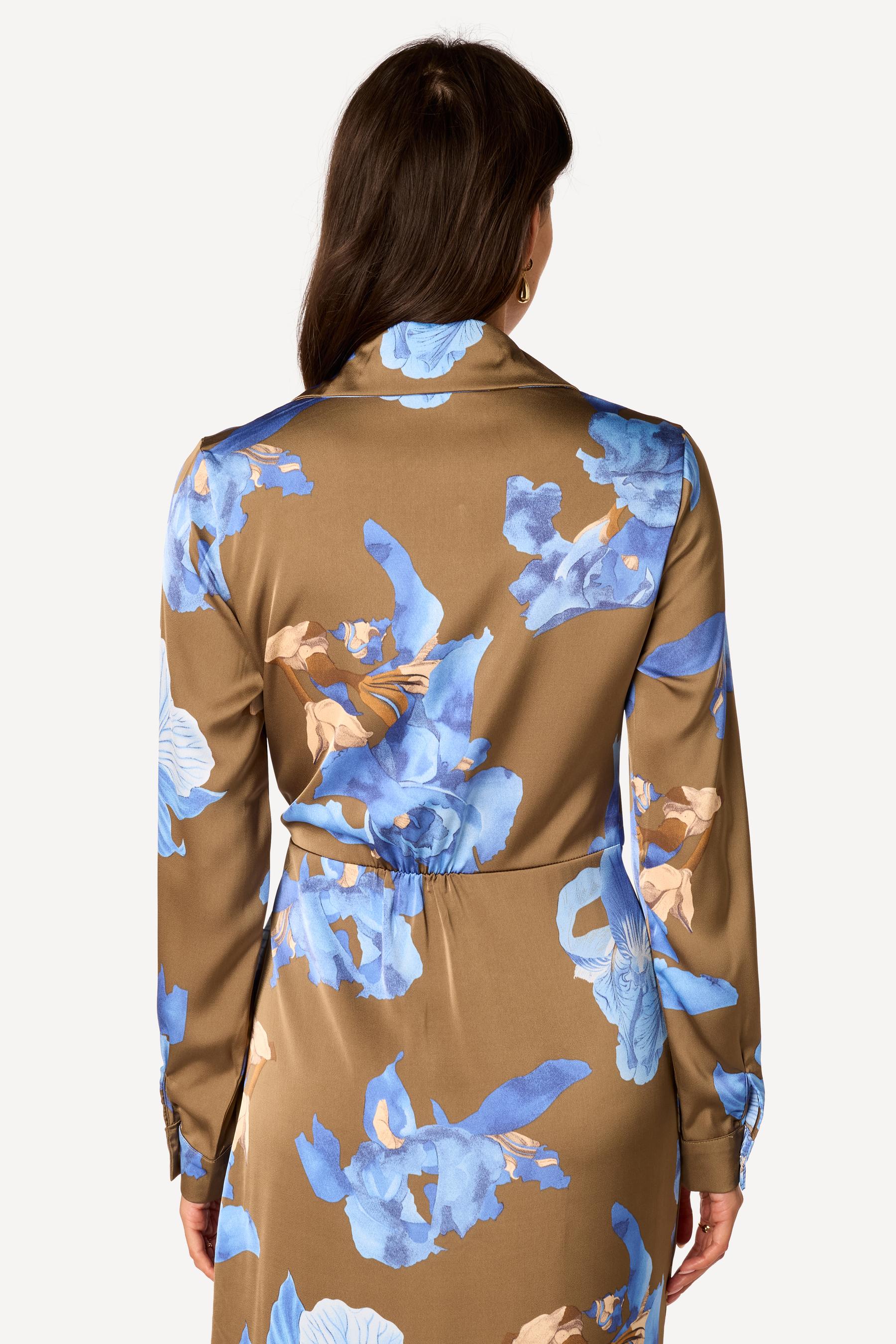 Robe longue imprimée Taupe - Axara Paris