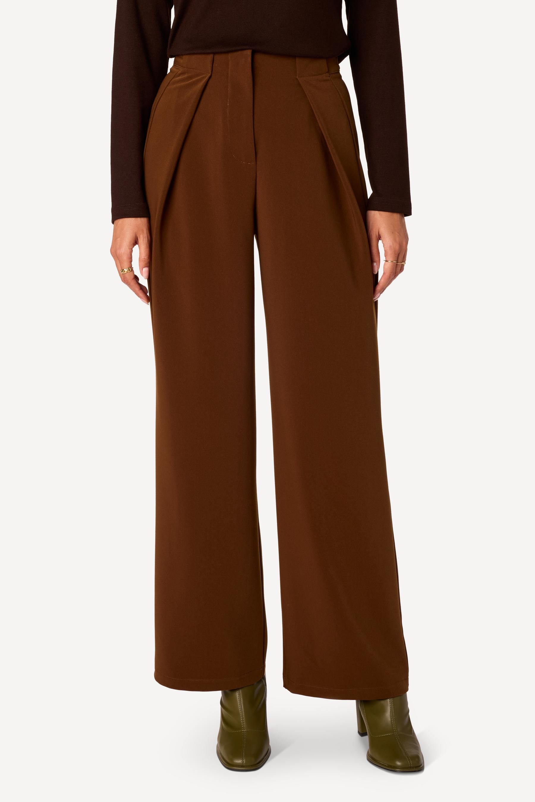 Pantalon large uni Marron - Axara Paris