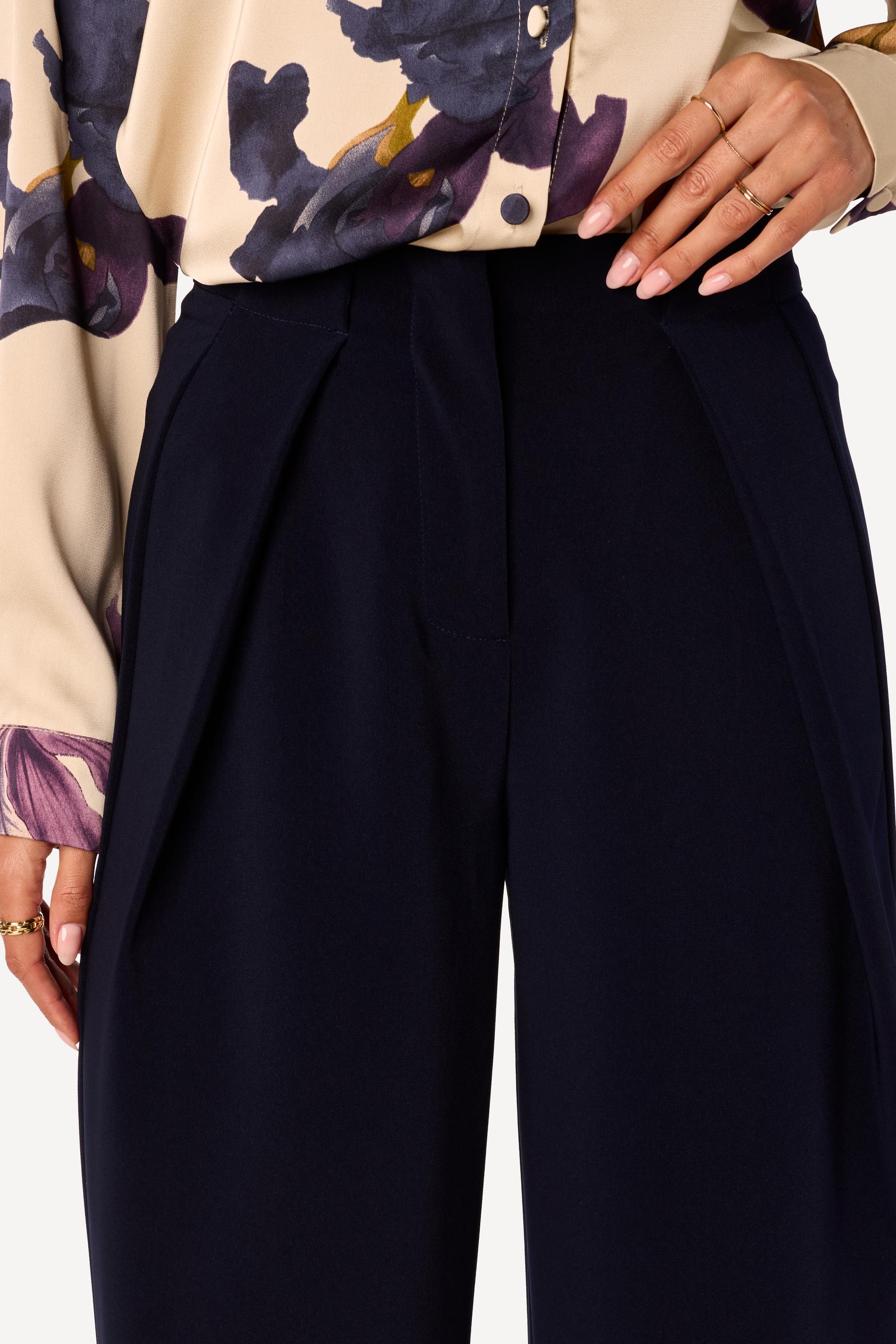 Pantalon large uni Marine - Axara Paris
