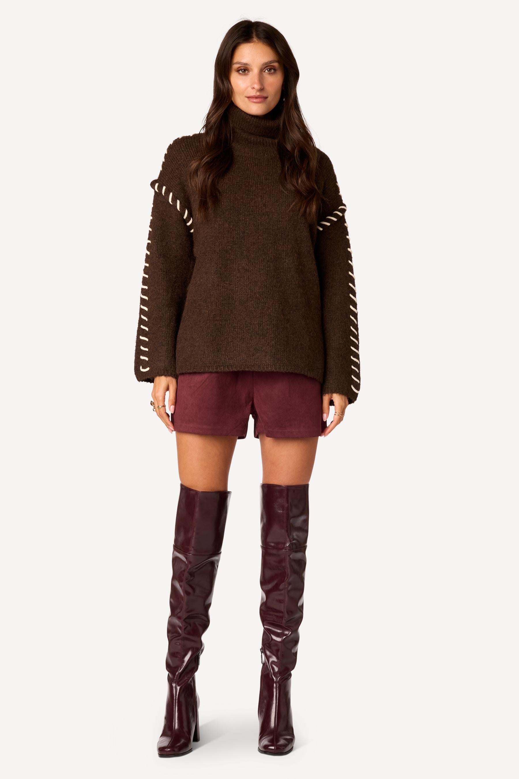 Pull avec détail Choco - Axara Paris