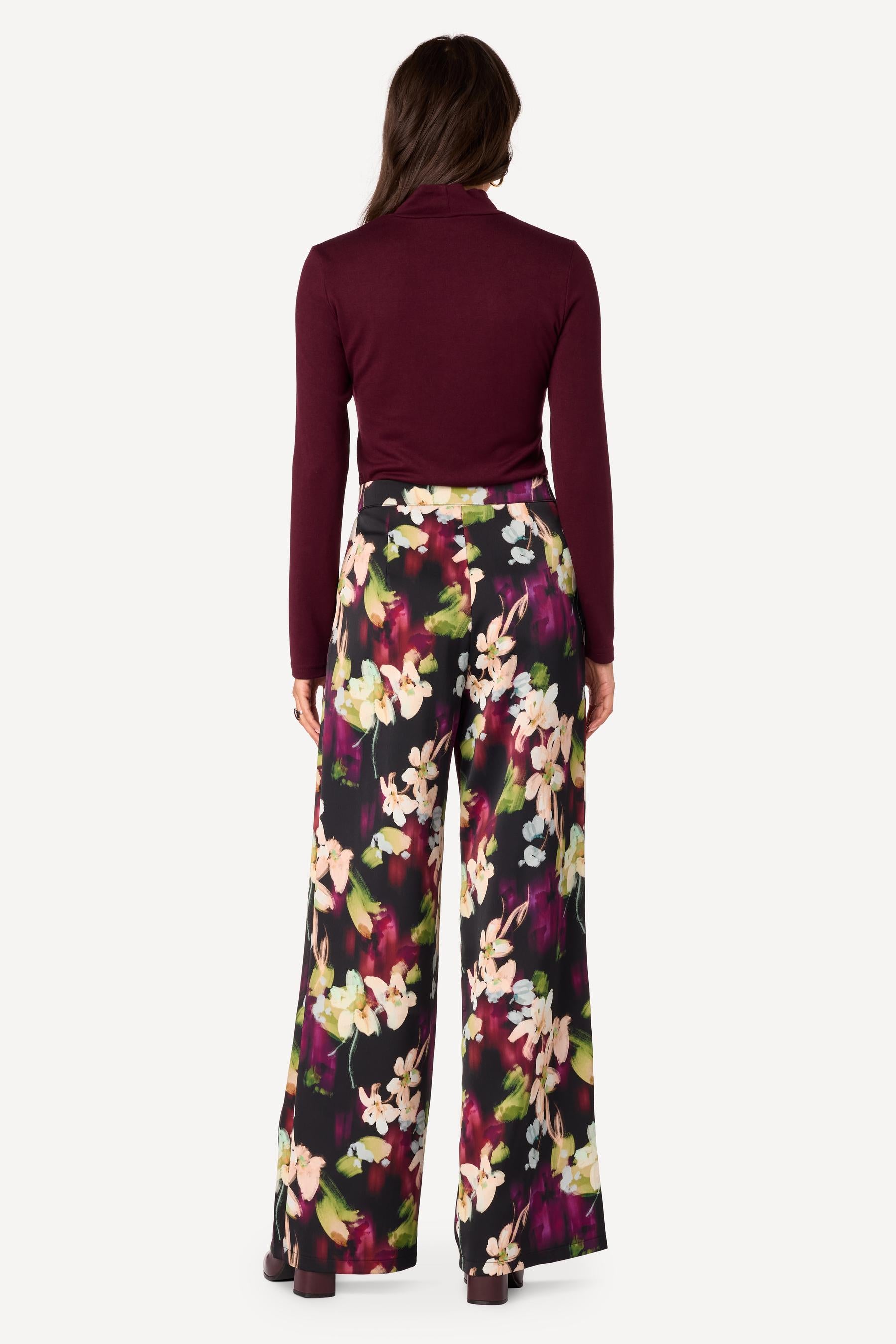 Pantalon large imprimé Noir - Axara Paris