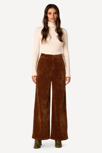 Pantalon large uni Marron - Axara Paris