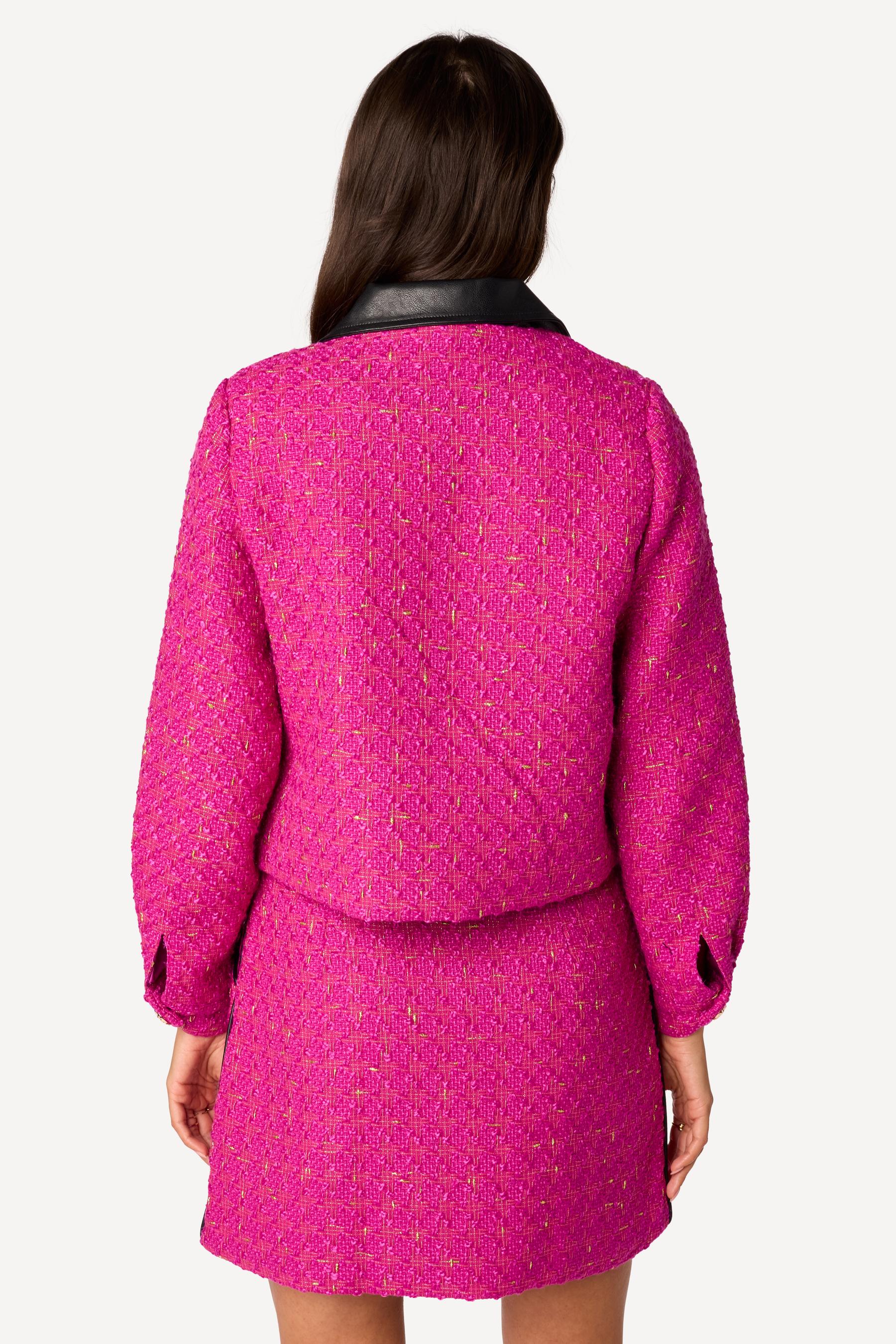 Veste courte bi-matière Fuschia - Axara Paris