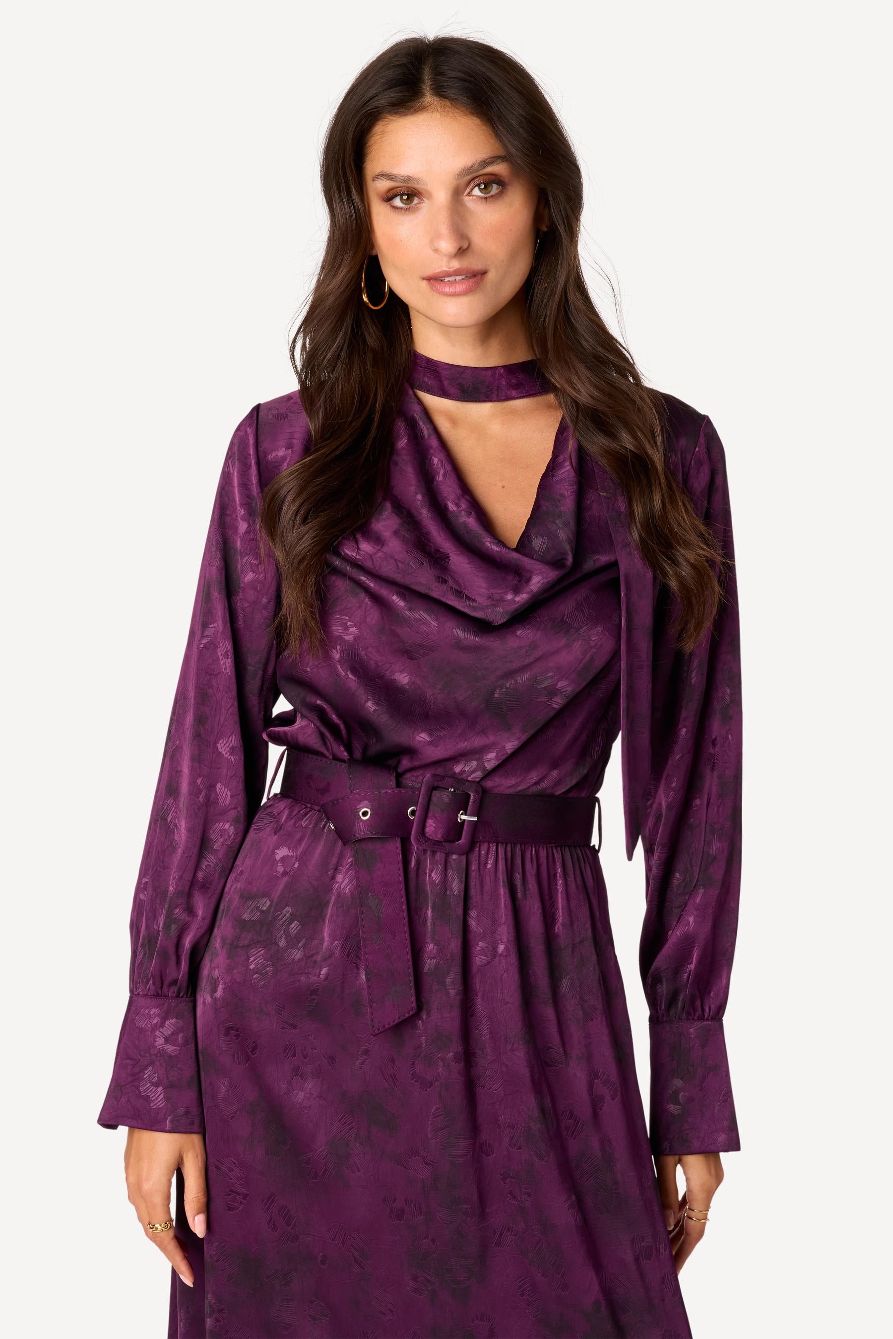 Robe longue imprimée Violet - Axara Paris