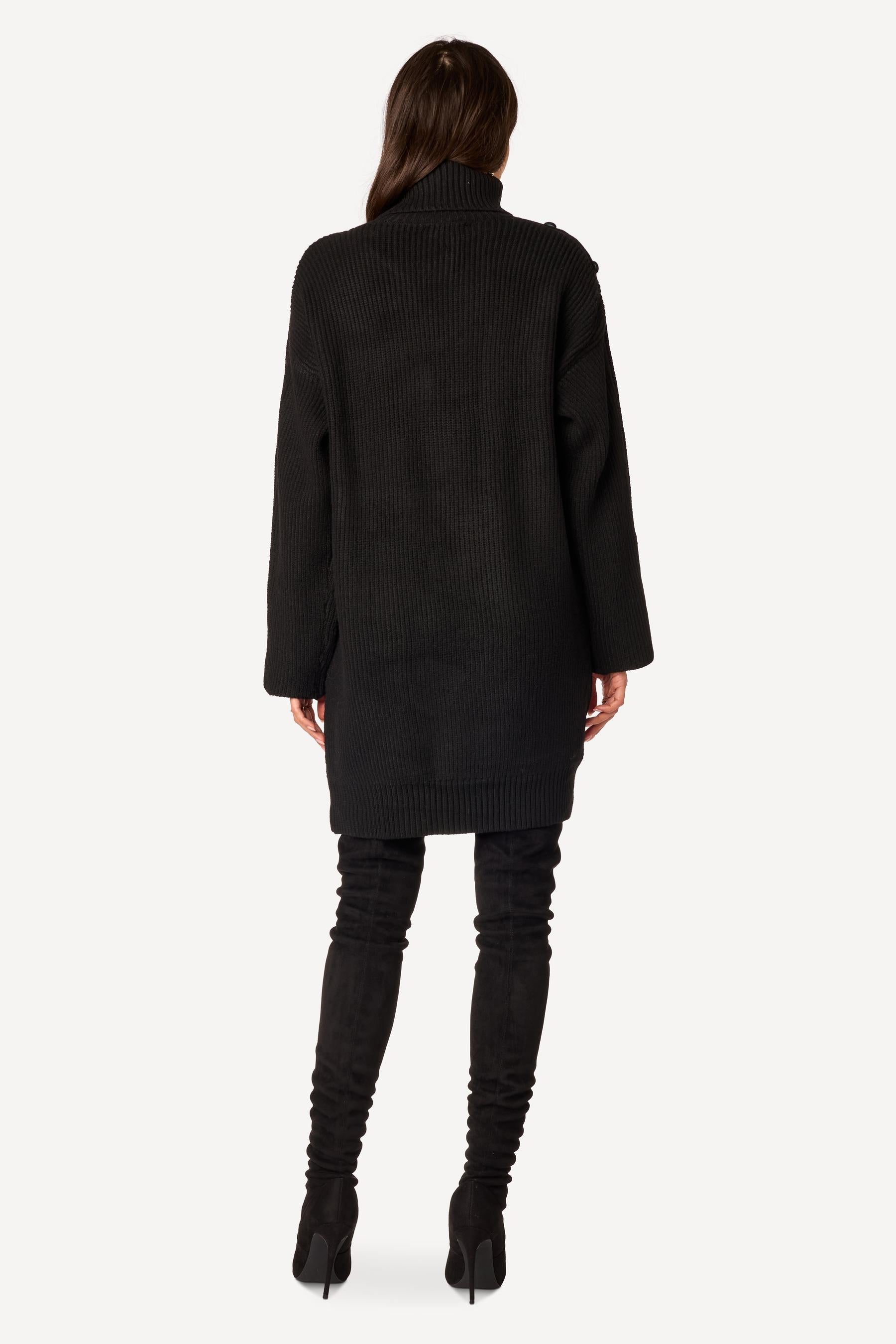 Robe pull unie Noir - Axara Paris