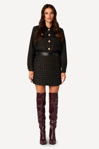 Mini jupe bi-matière Noir - Axara Paris