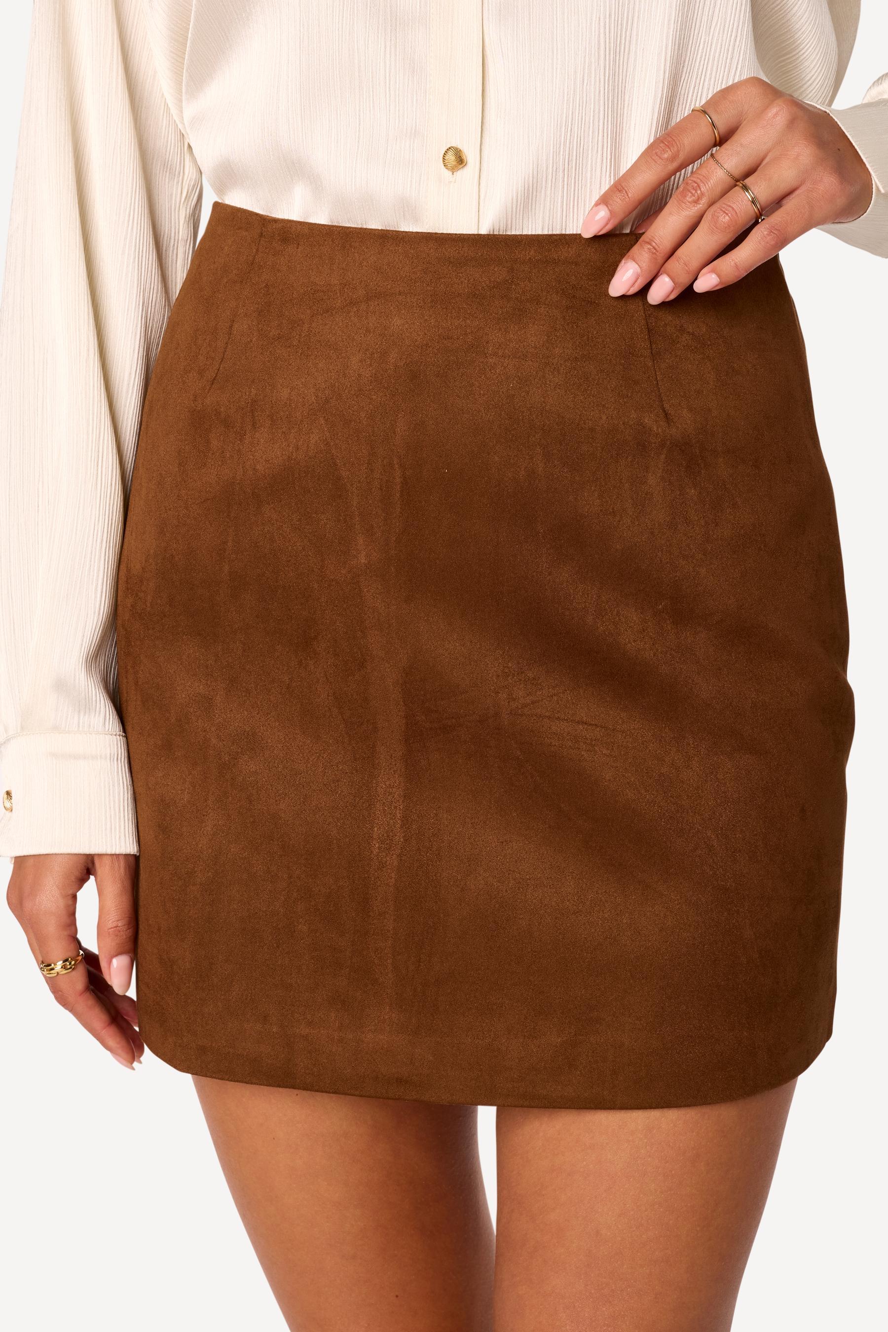 Mini jupe unie Marron - Axara Paris