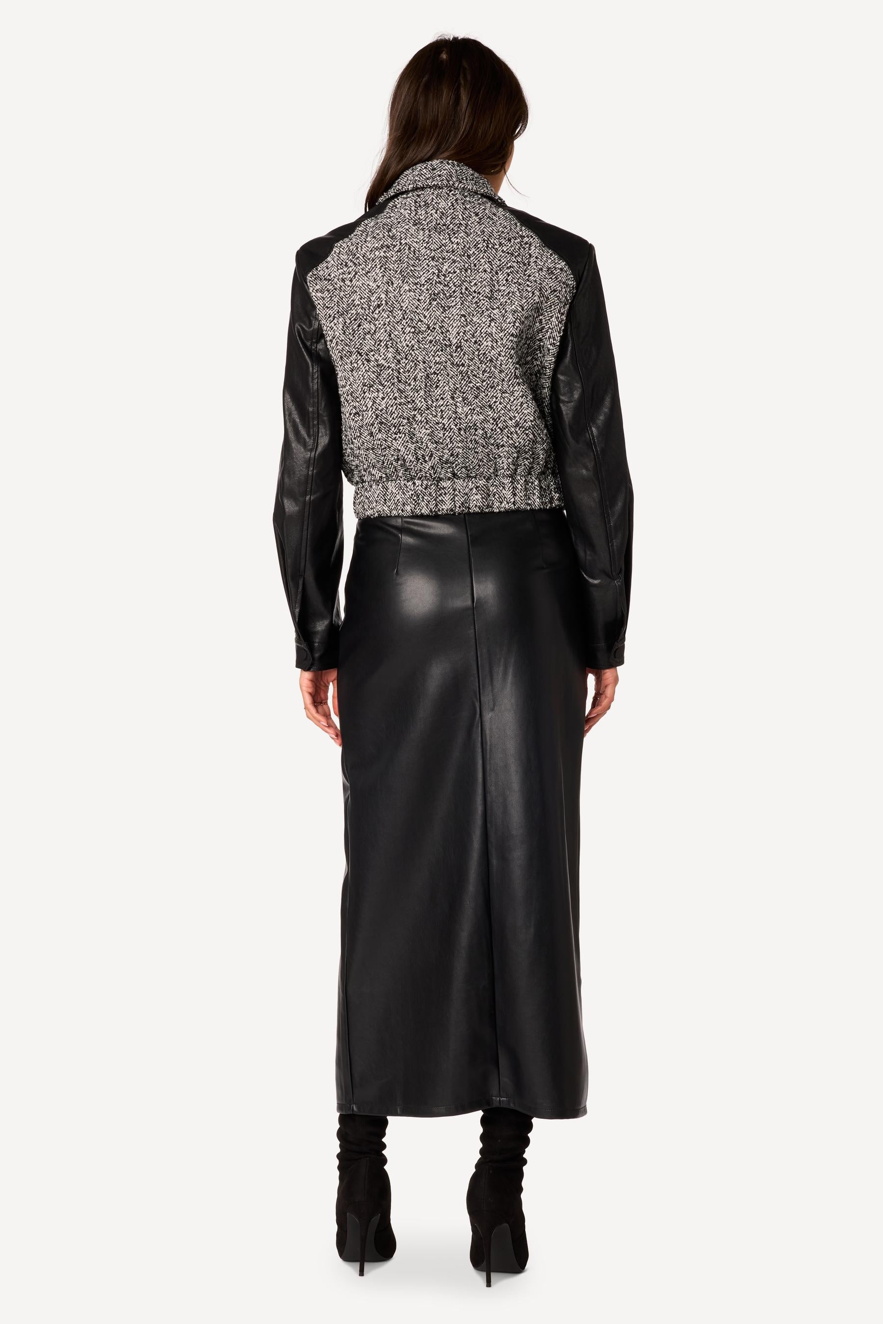 Blouson bi-matière Noir - Axara Paris