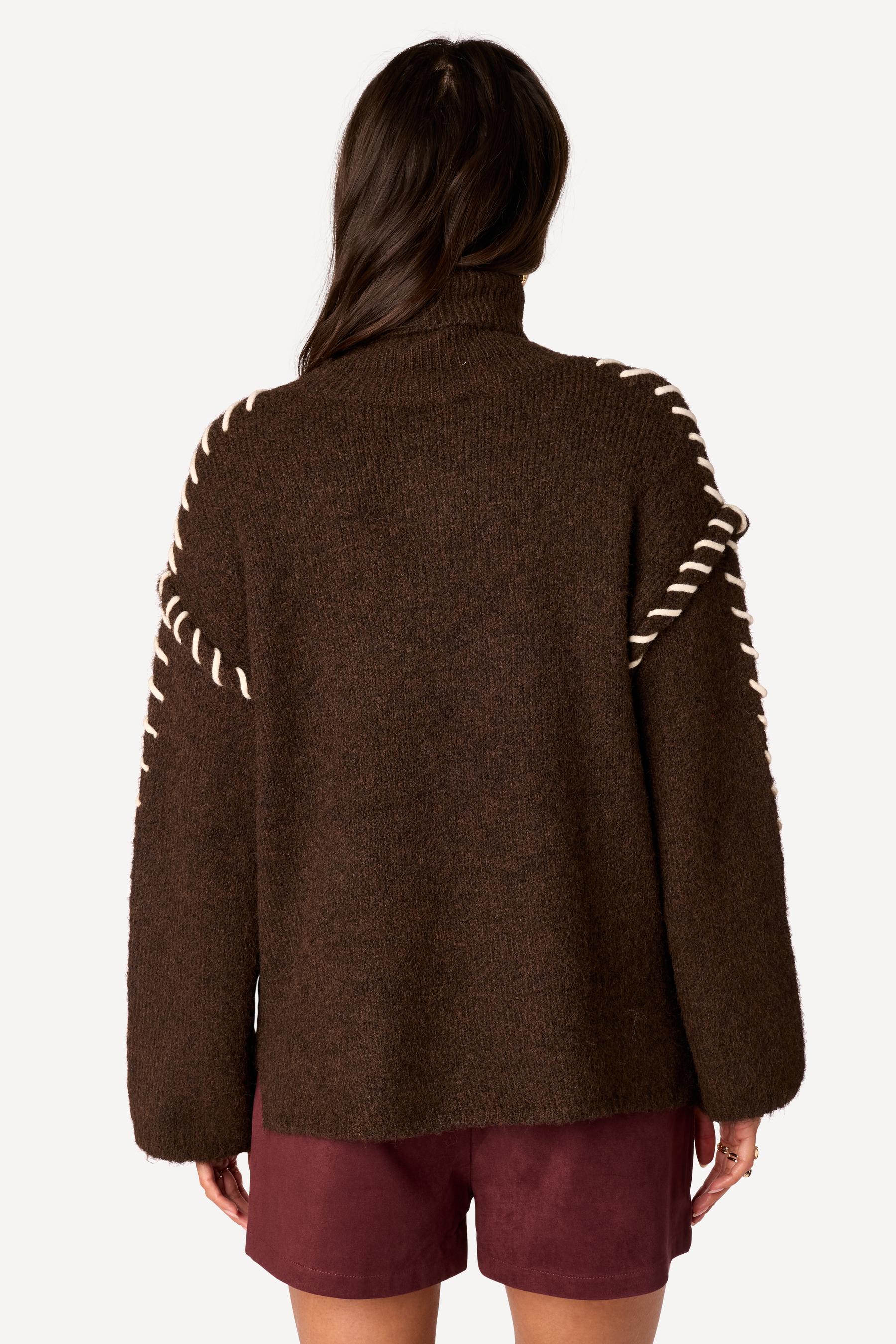 Pull avec détail Choco - Axara Paris