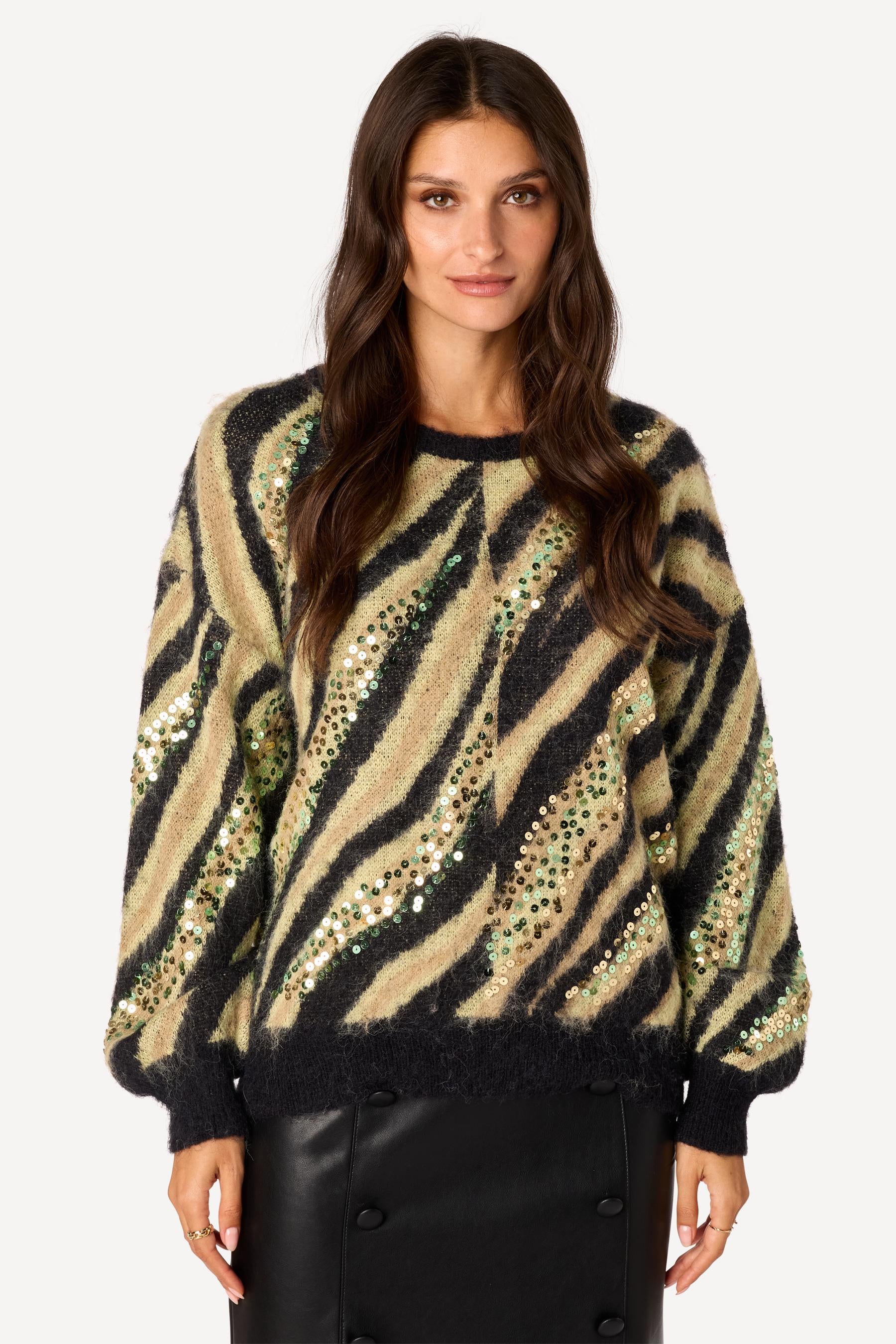 Pull à sequins Camel - Axara Paris