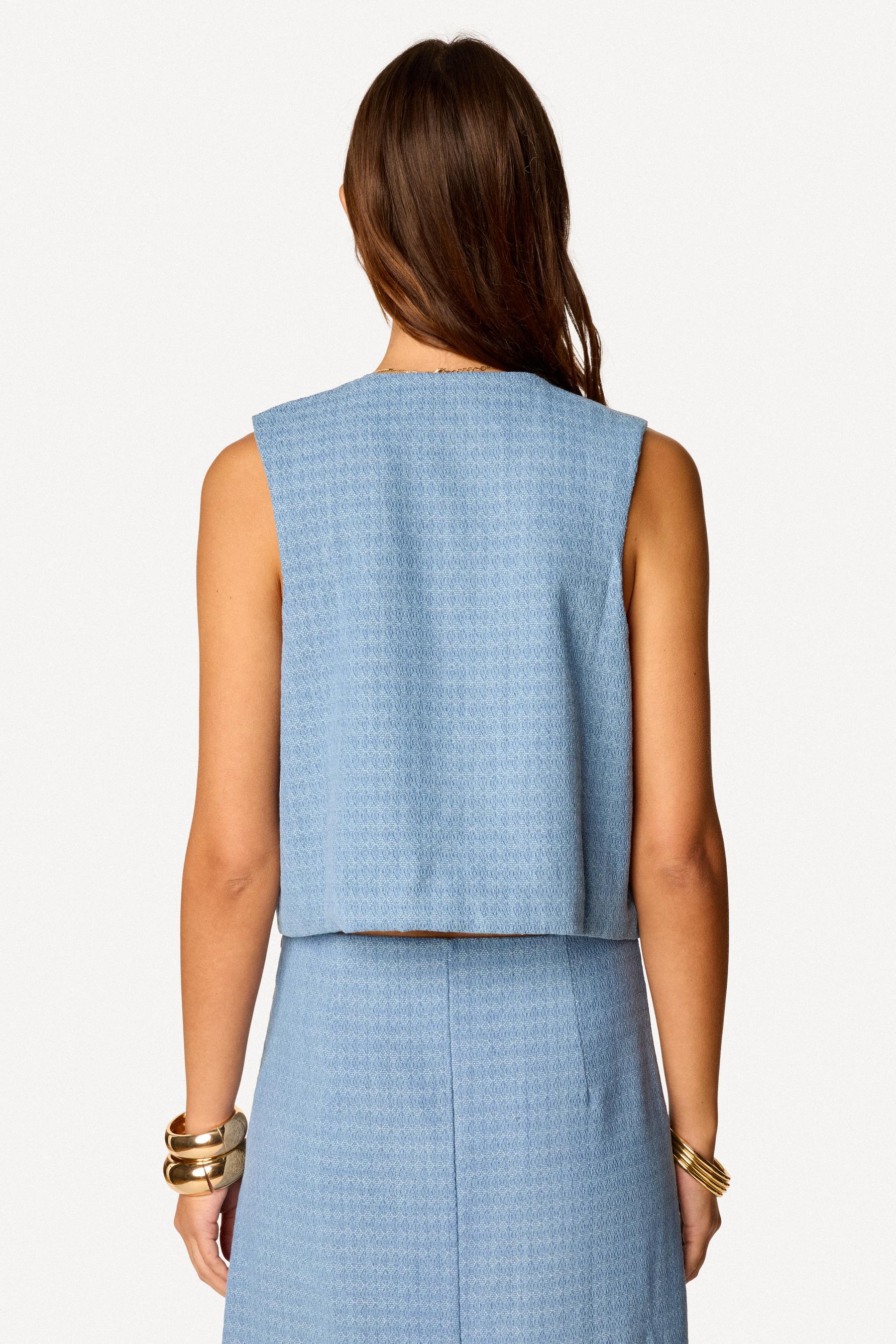 Gilet uni sans manches Bleu - Axara Paris