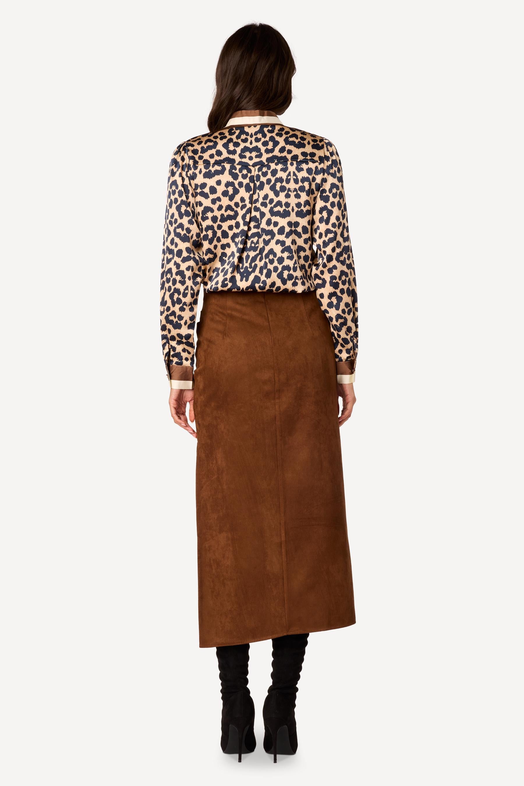 Jupe longue unie Marron - Axara Paris