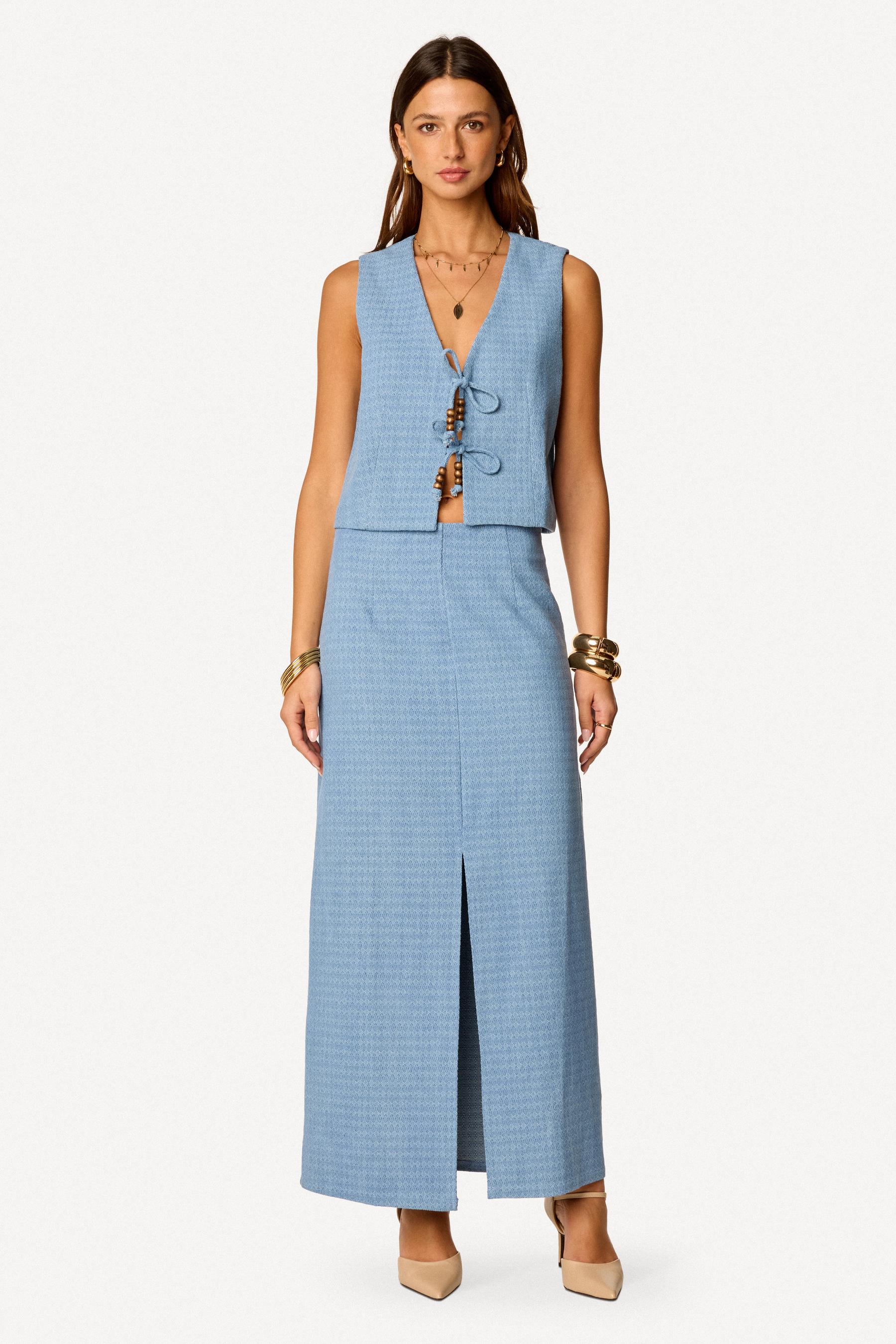 Gilet uni sans manches Bleu - Axara Paris