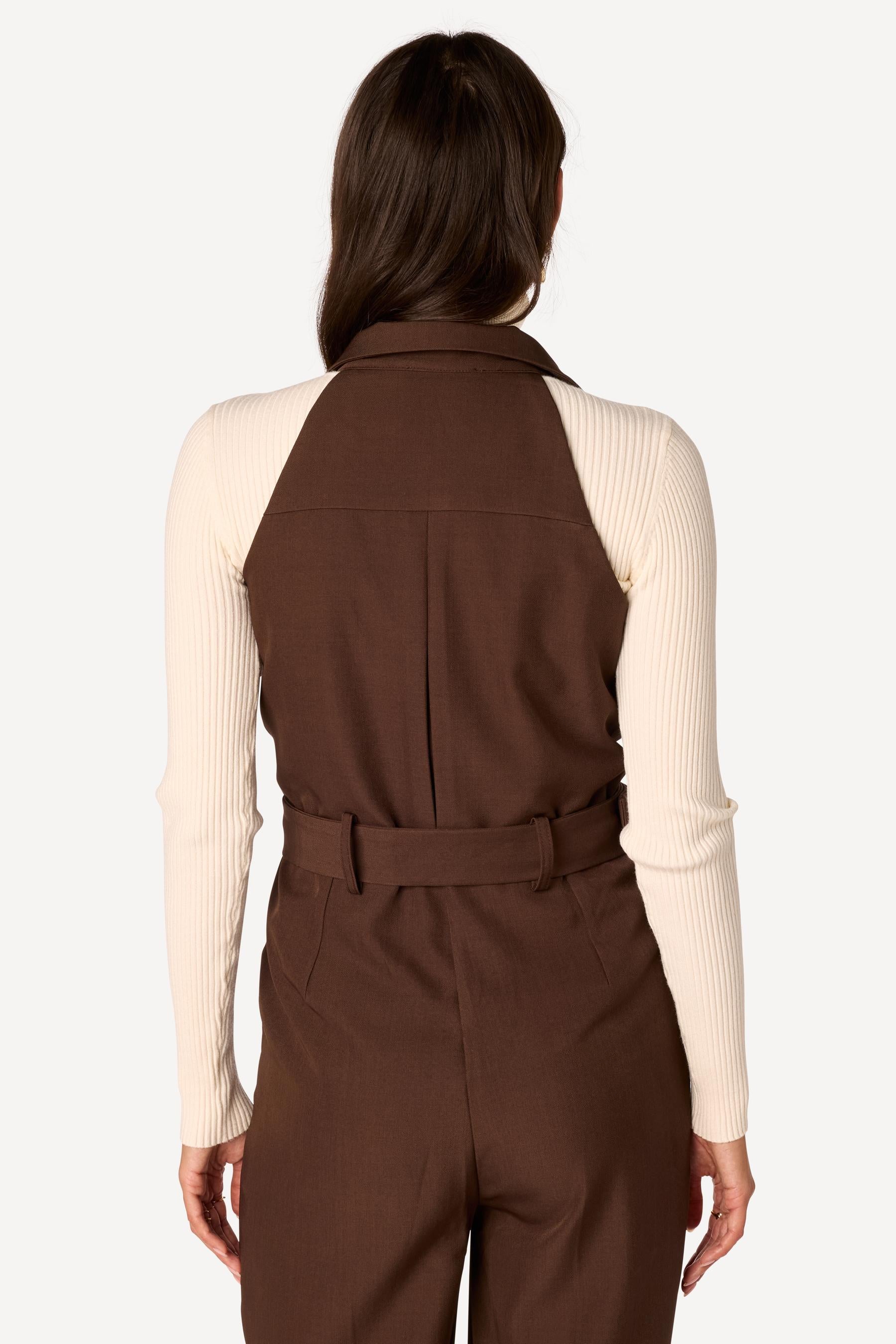 Combinaison longue unie Taupe - Axara Paris