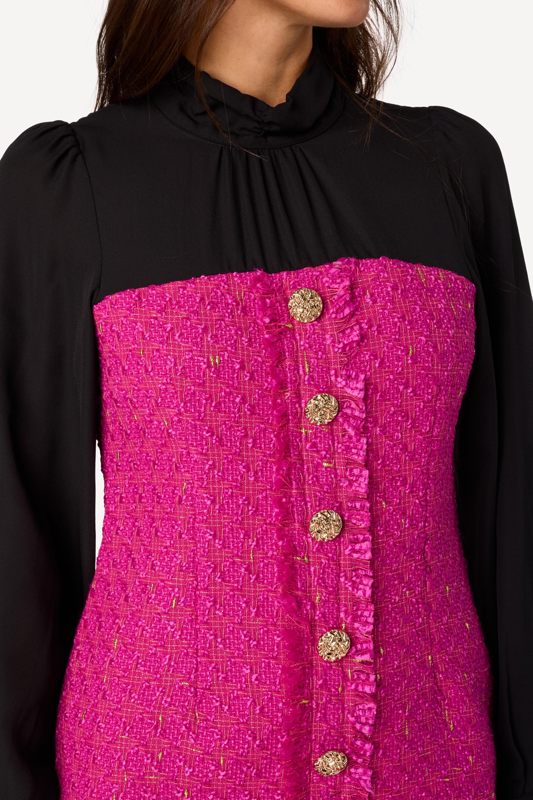 Robe courte bi-matière Fuschia - Axara Paris