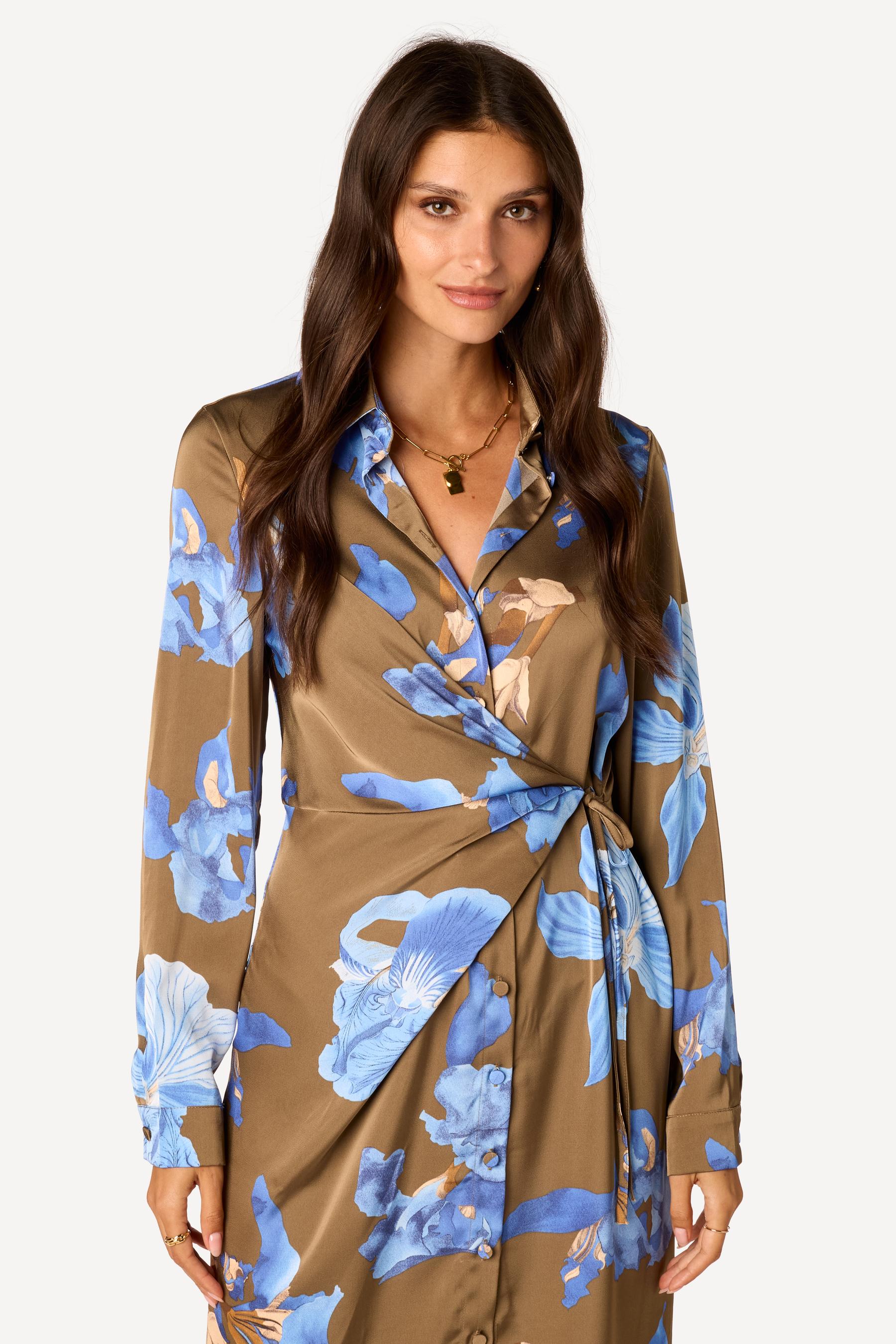 Robe longue imprimée Taupe - Axara Paris