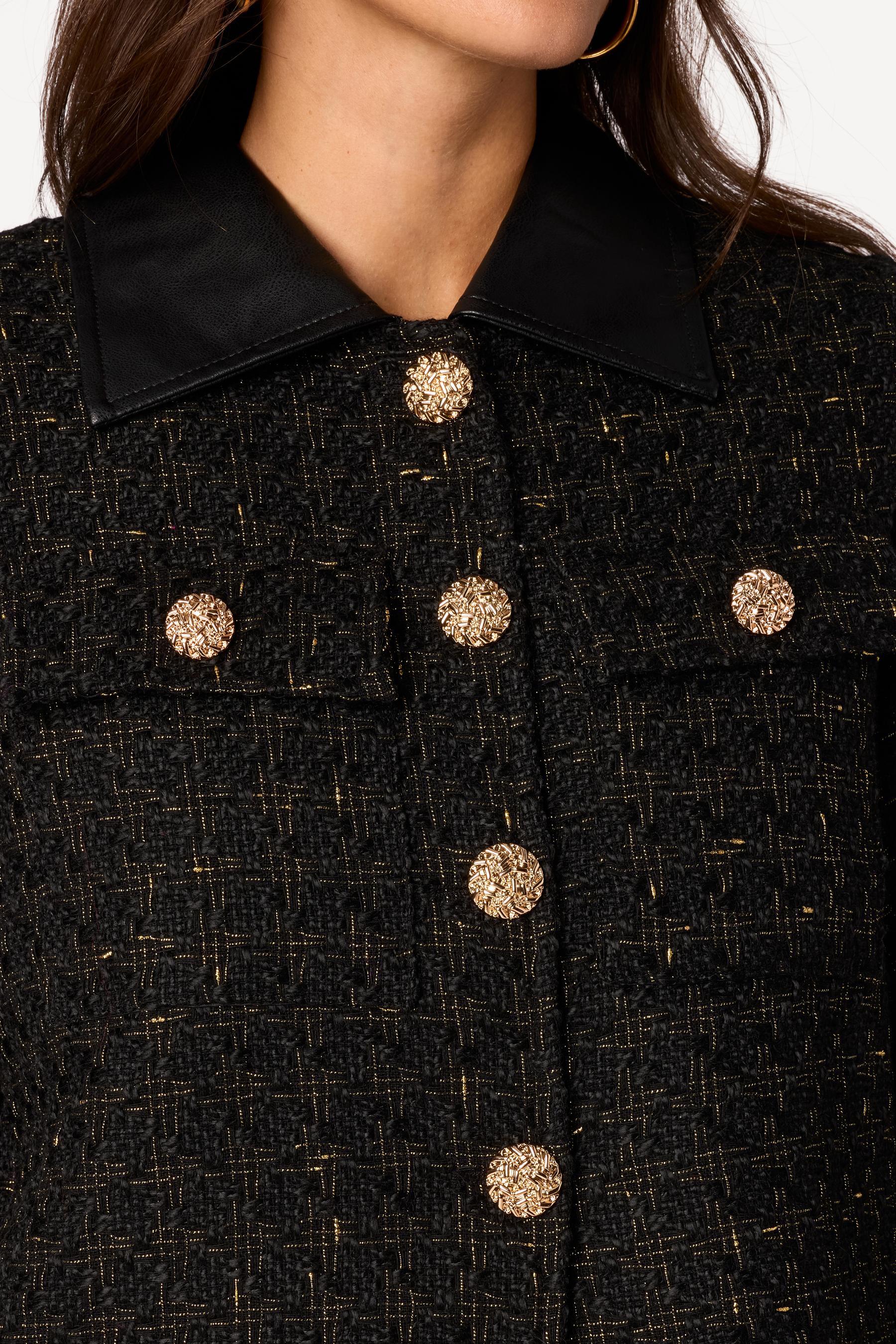 Veste courte bi-matière Noir - Axara Paris
