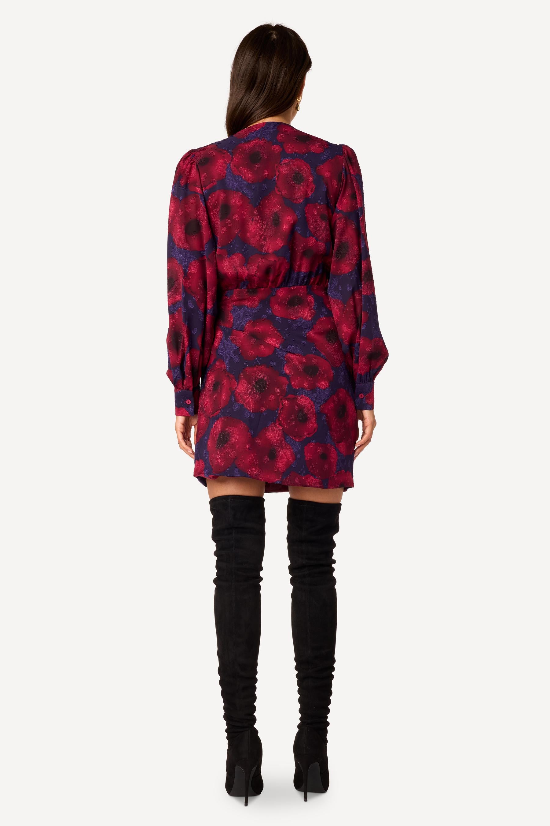 Robe courte imprimée Bordeaux - Axara Paris