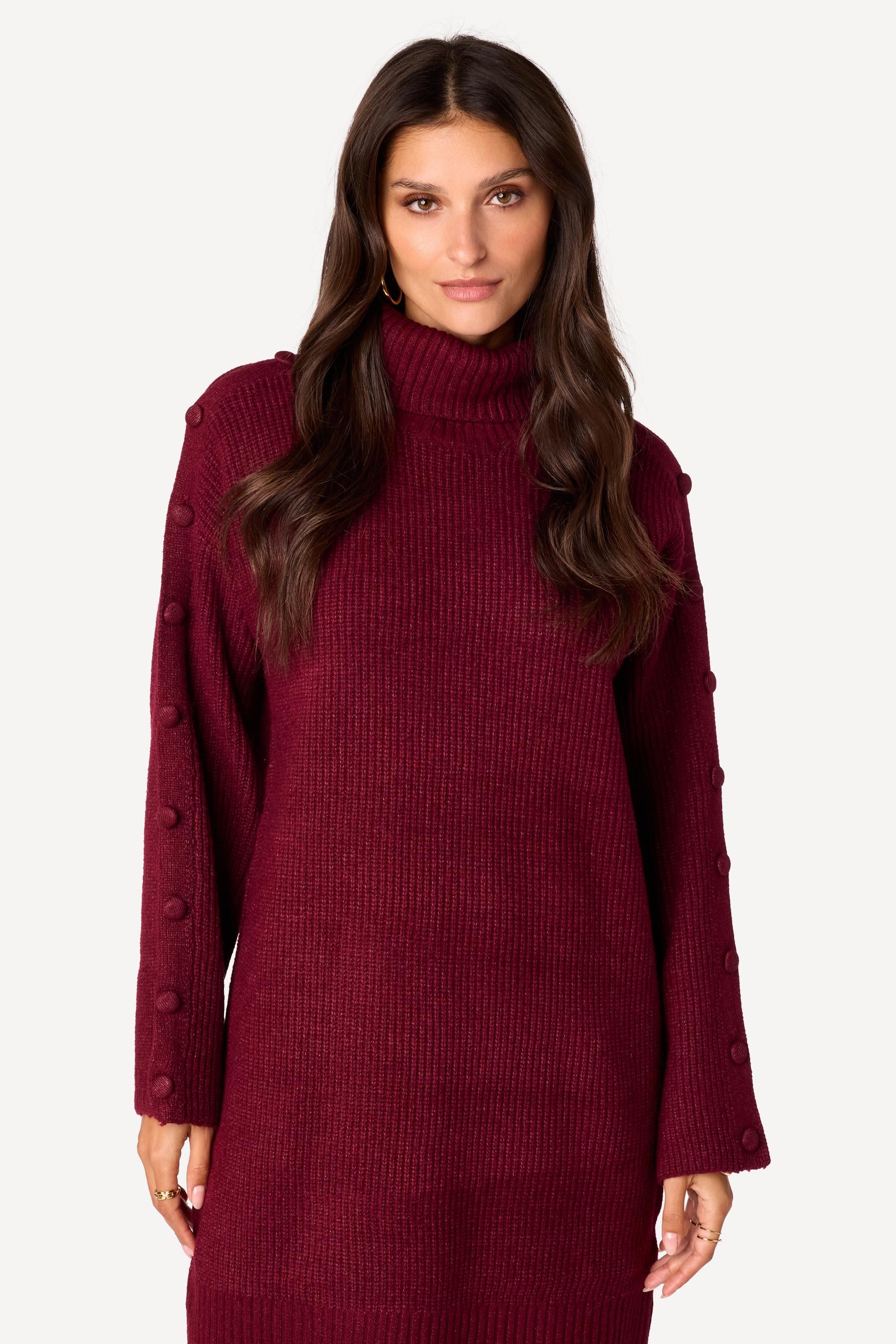 Robe pull unie Bordeaux - Axara Paris