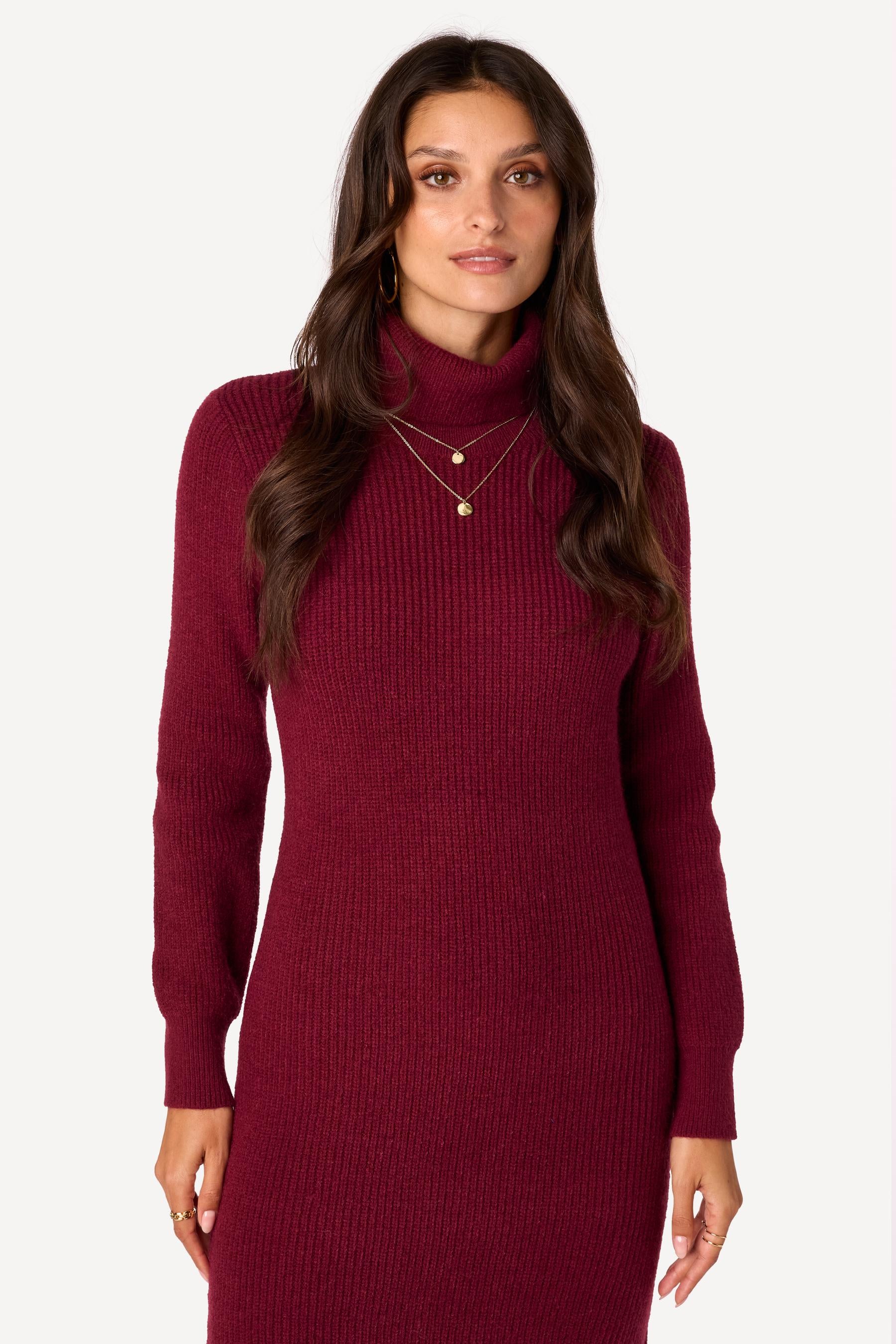 Robe pull unie Bordeaux - Axara Paris