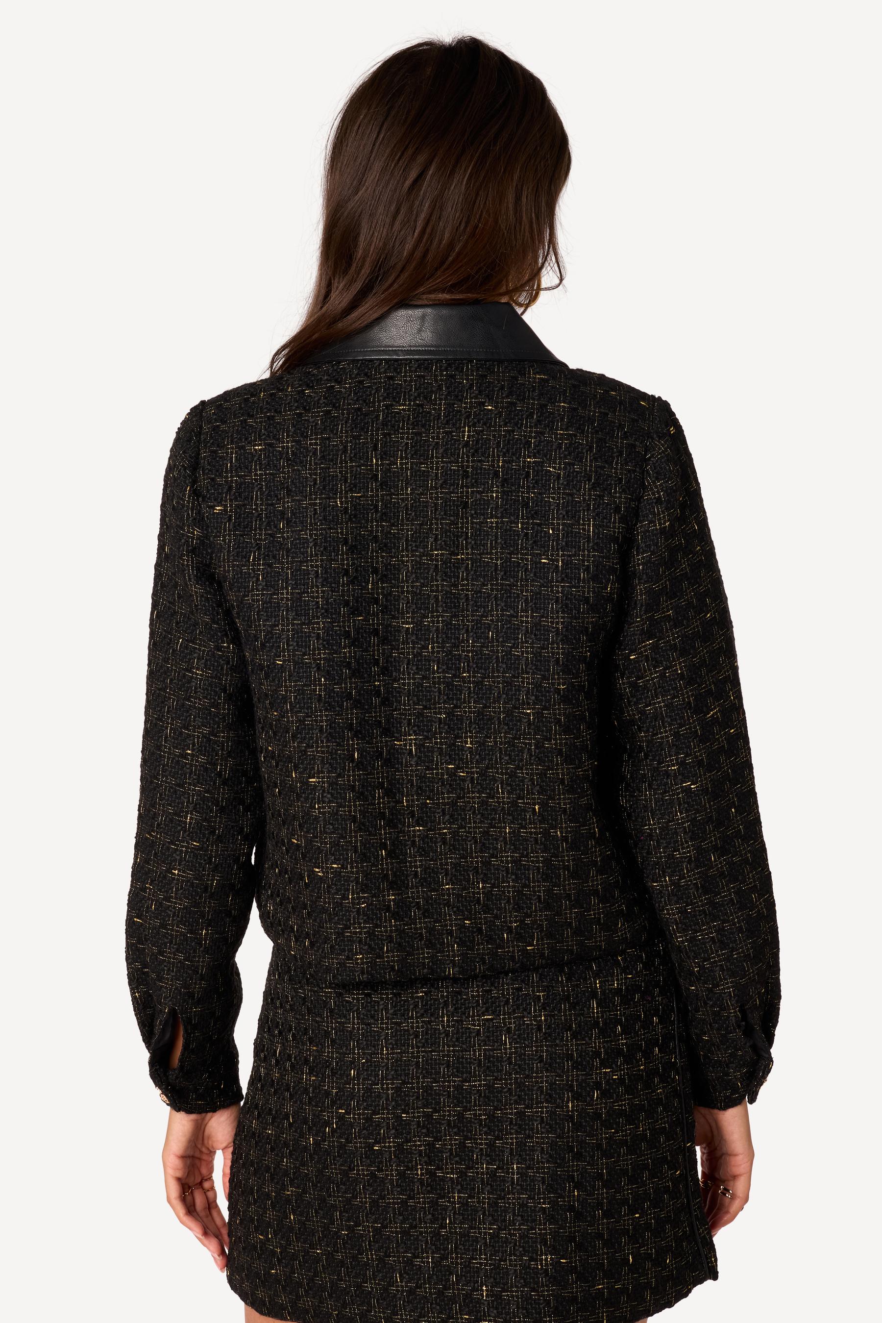 Veste courte bi-matière Noir - Axara Paris