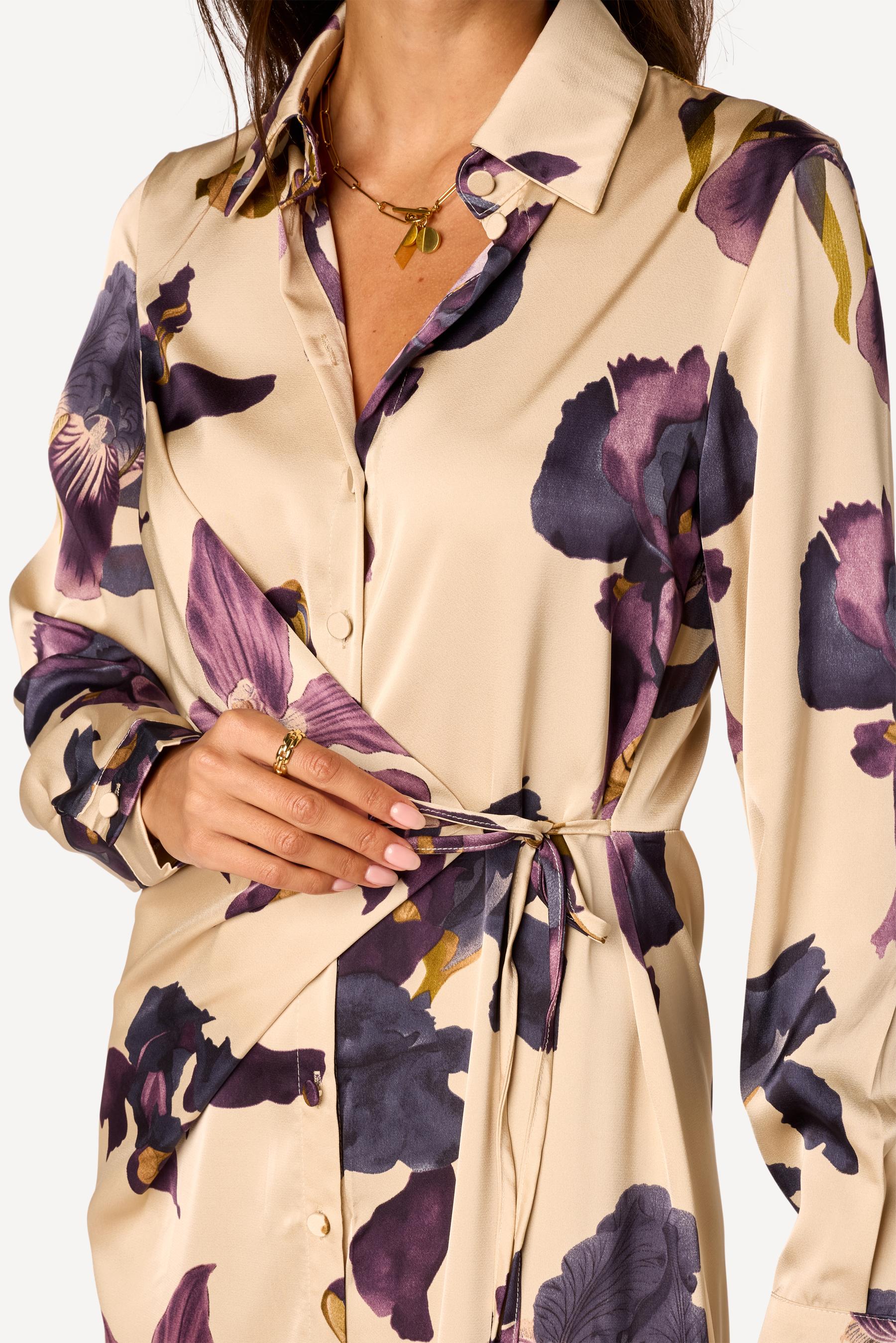 Robe longue imprimée Beige - Axara Paris