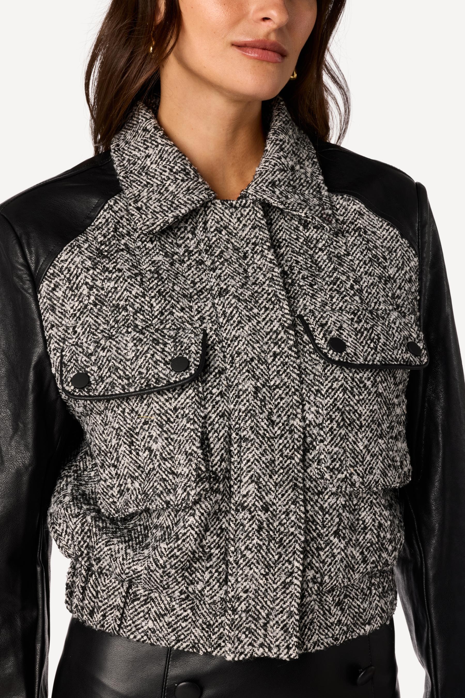 Blouson bi-matière Noir - Axara Paris