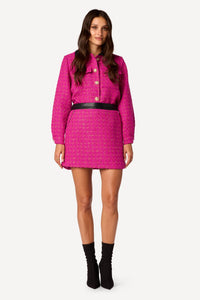 Mini jupe bi-matière Fuschia - Axara Paris