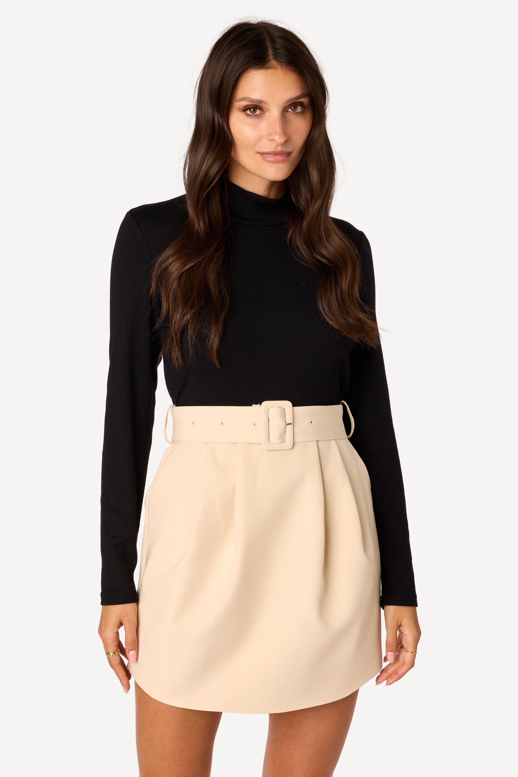 Robe courte bi-matière Noir - Axara Paris