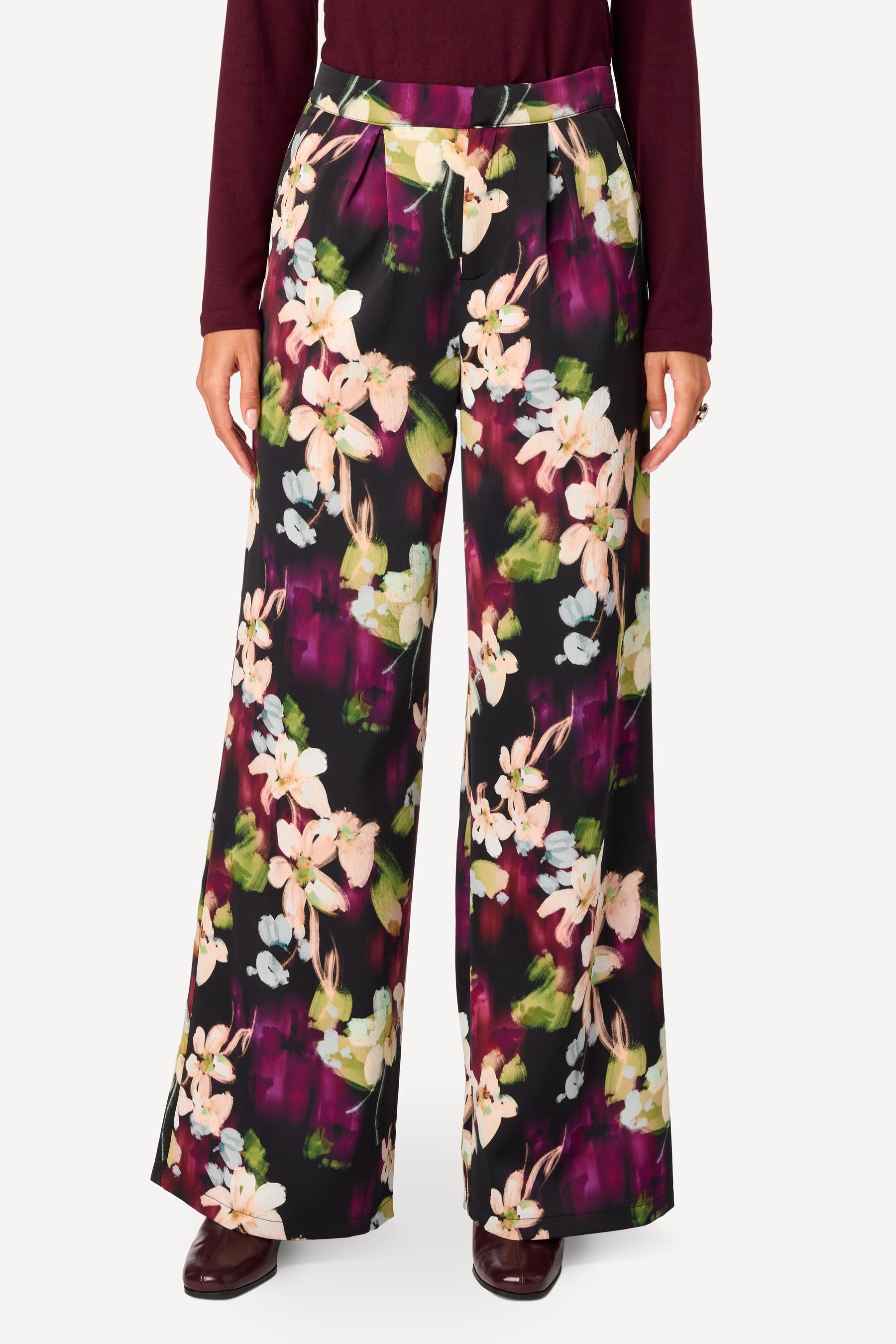 Pantalon large imprimé Noir - Axara Paris