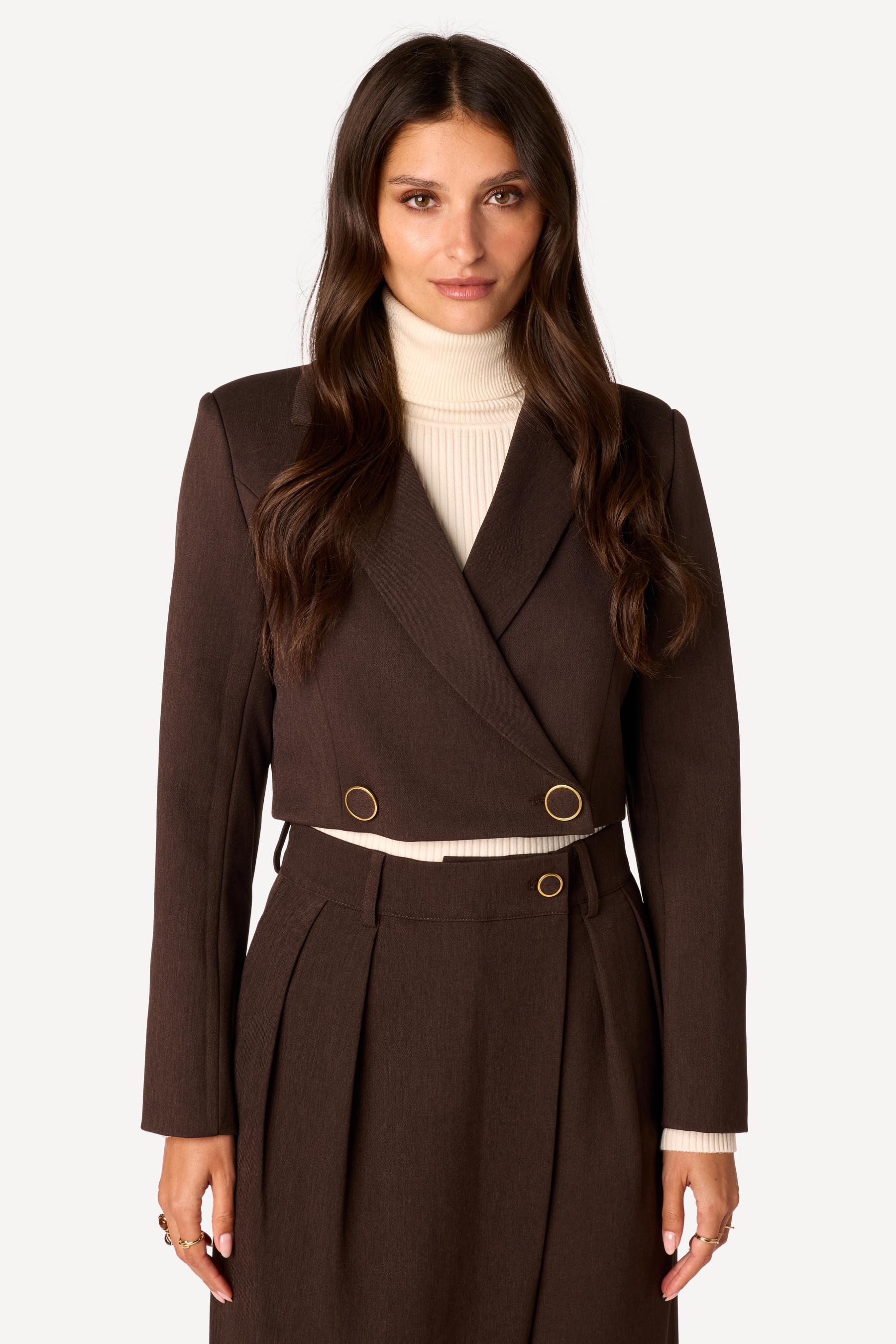 Blazer court Taupe - Axara Paris