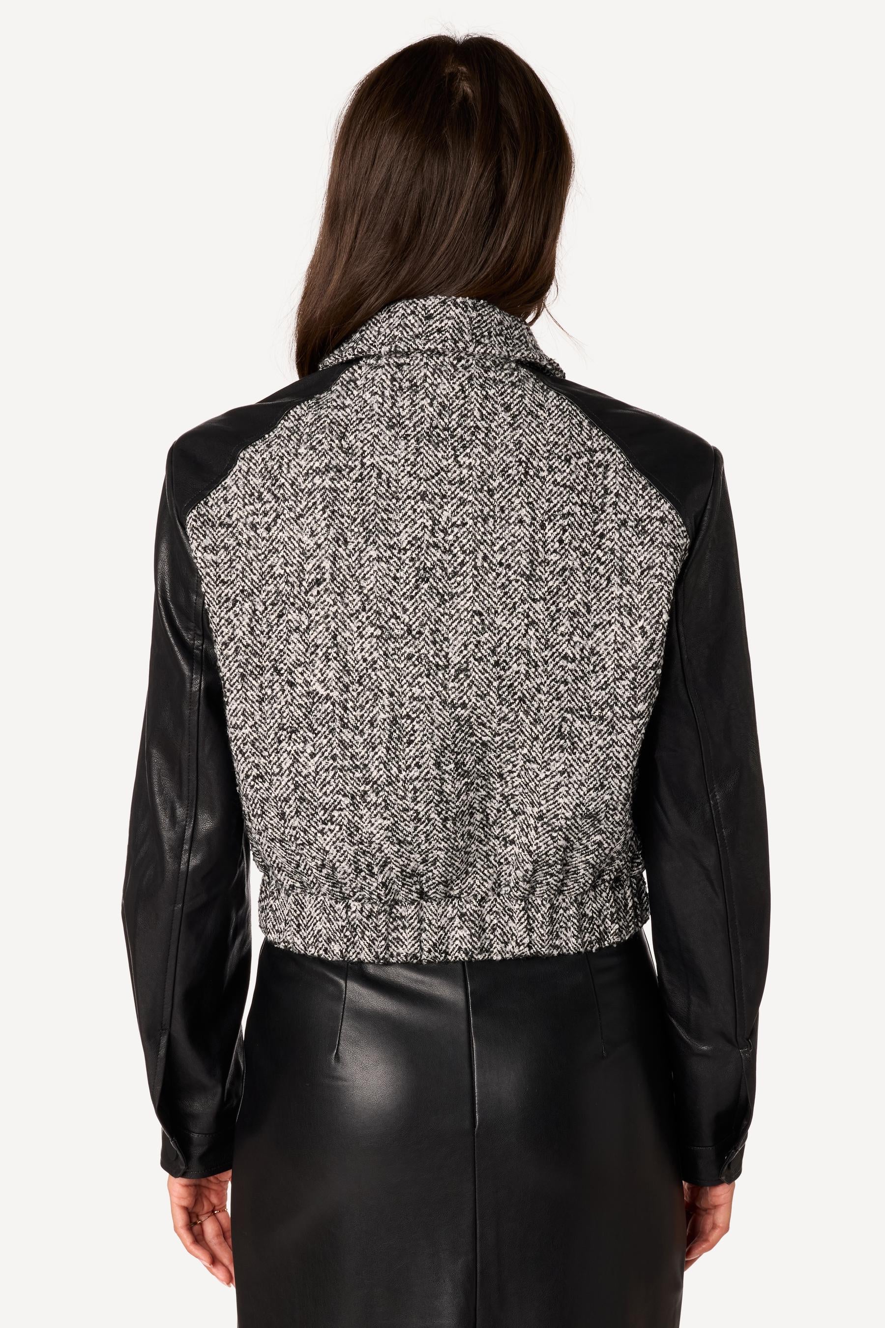 Blouson bi-matière Noir - Axara Paris
