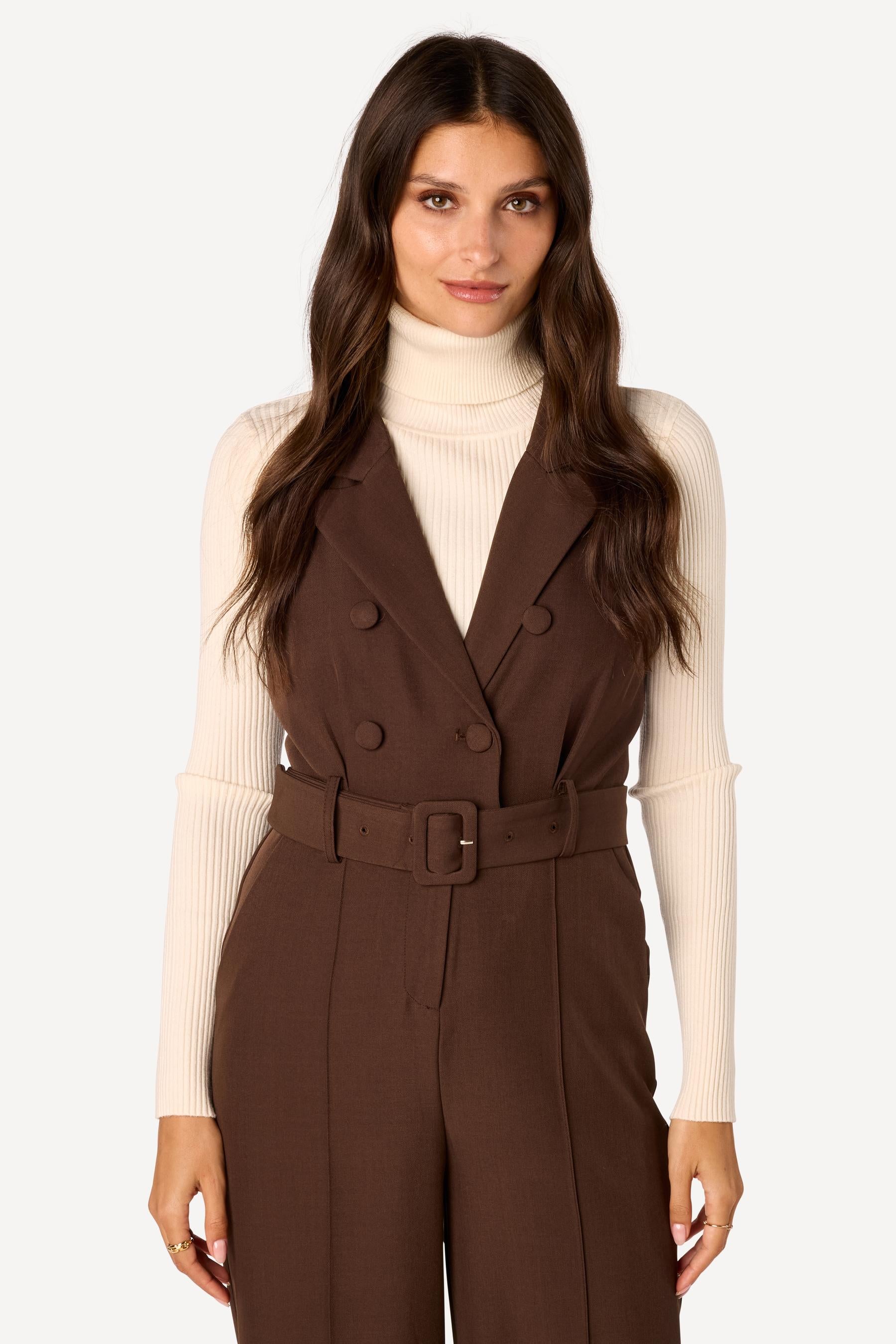 Combinaison longue unie Taupe - Axara Paris