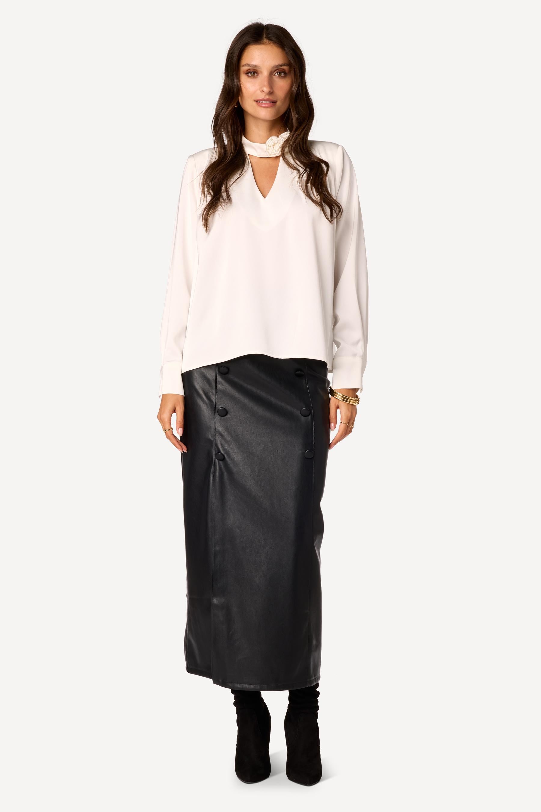 Blouse unie Blanc - Axara Paris