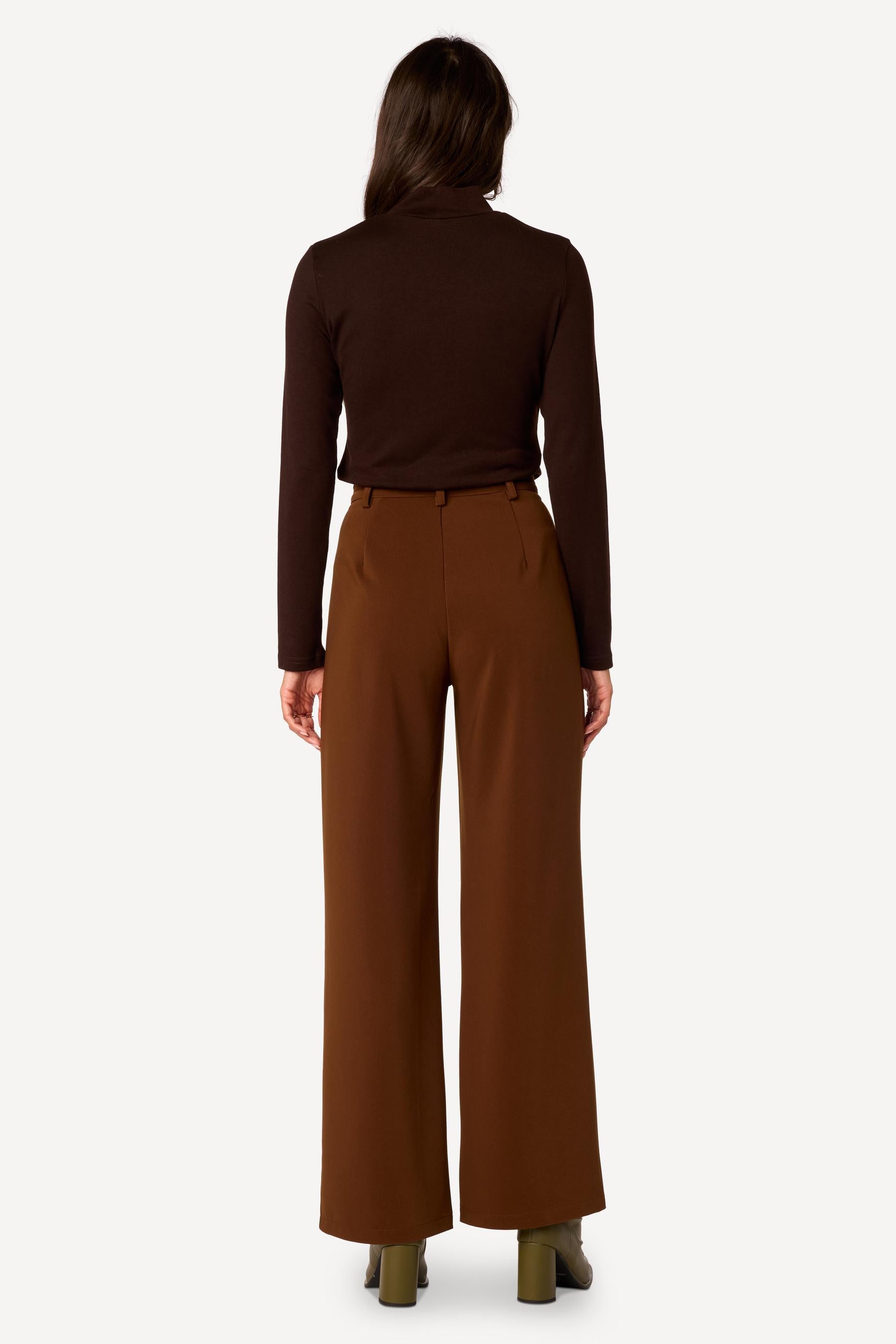 Pantalon large uni Marron - Axara Paris
