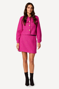 Veste courte bi-matière Fuschia - Axara Paris