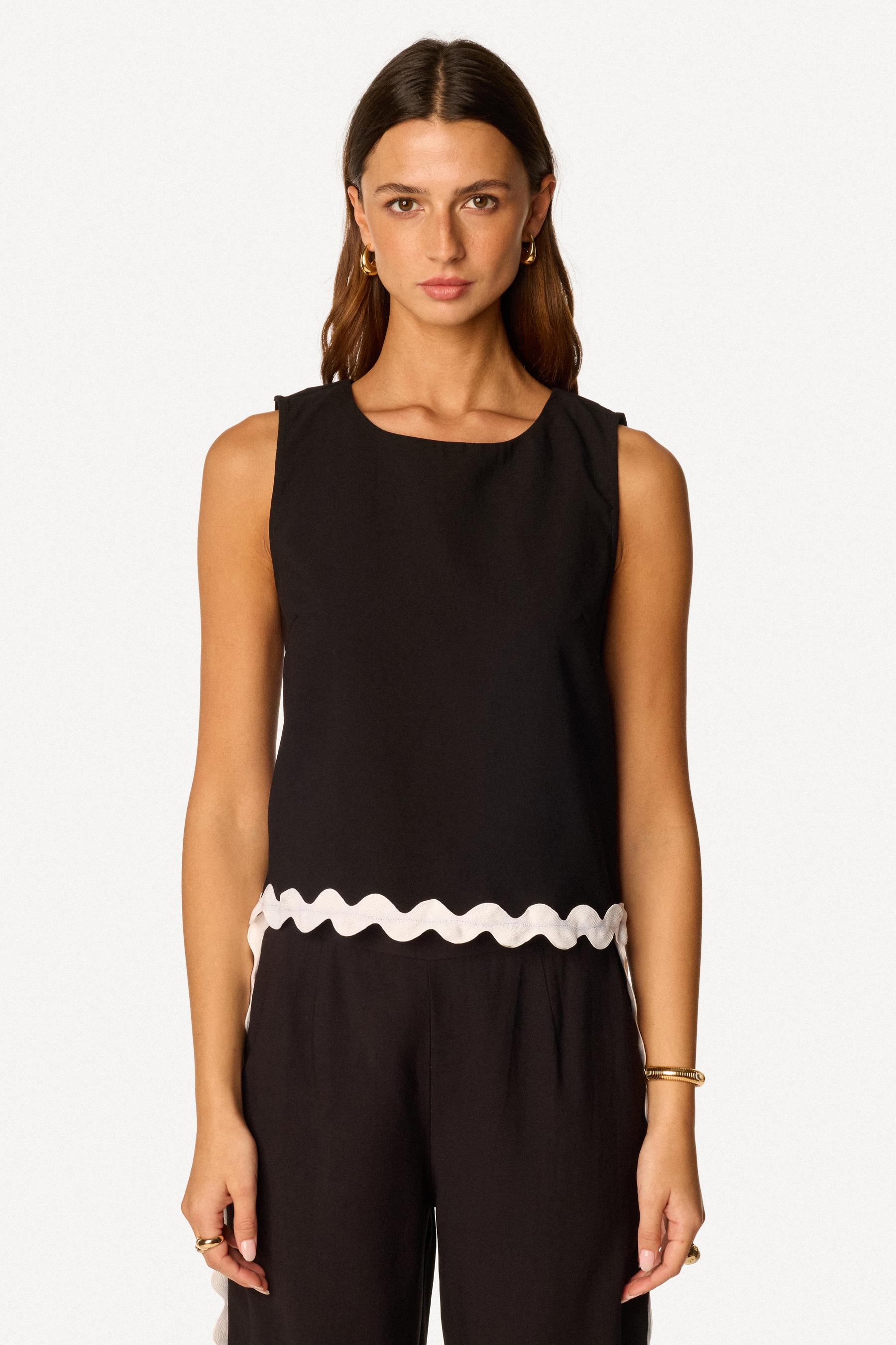 Top à galon sans manche Noir - Axara Paris