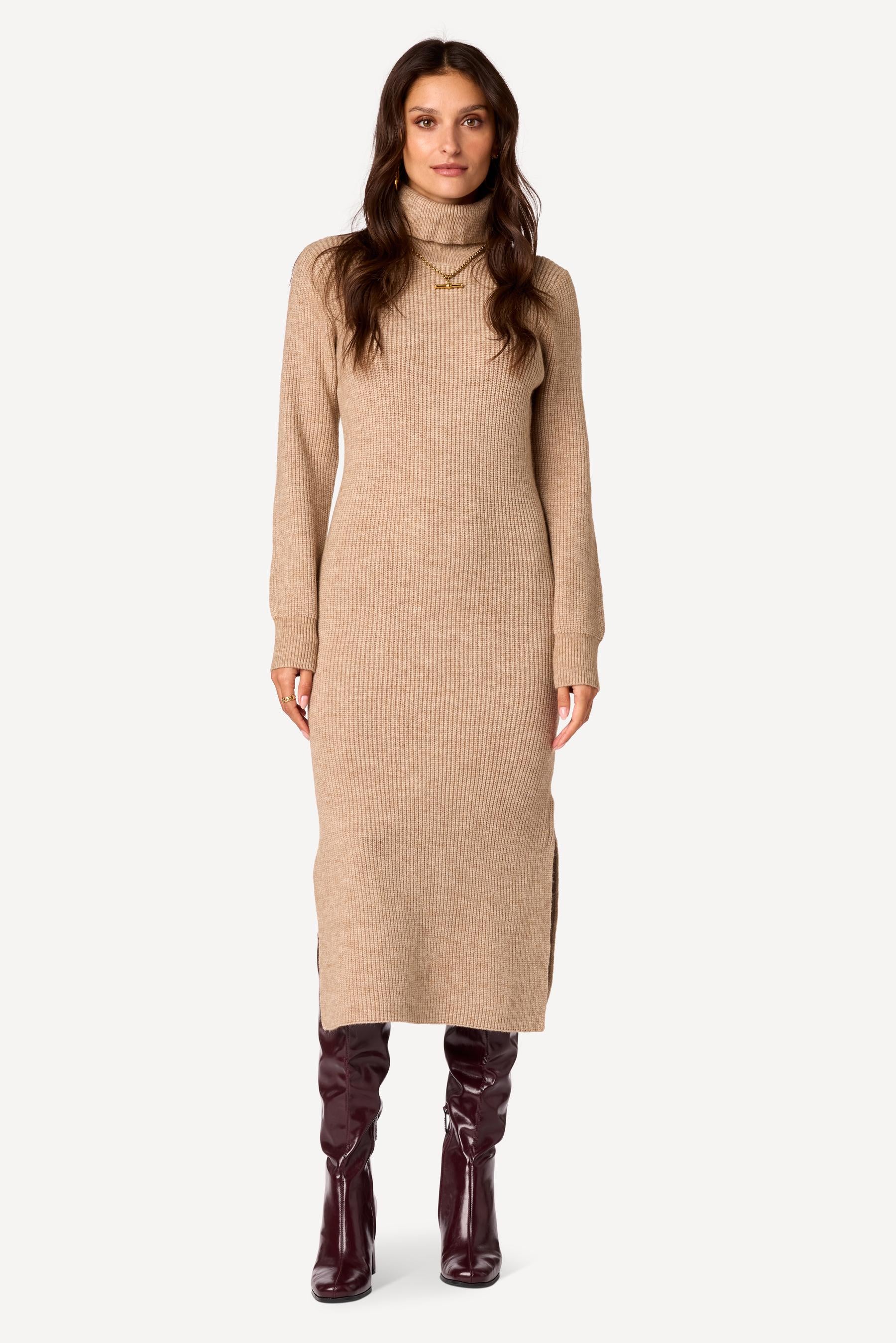 Robe pull unie Taupe - Axara Paris