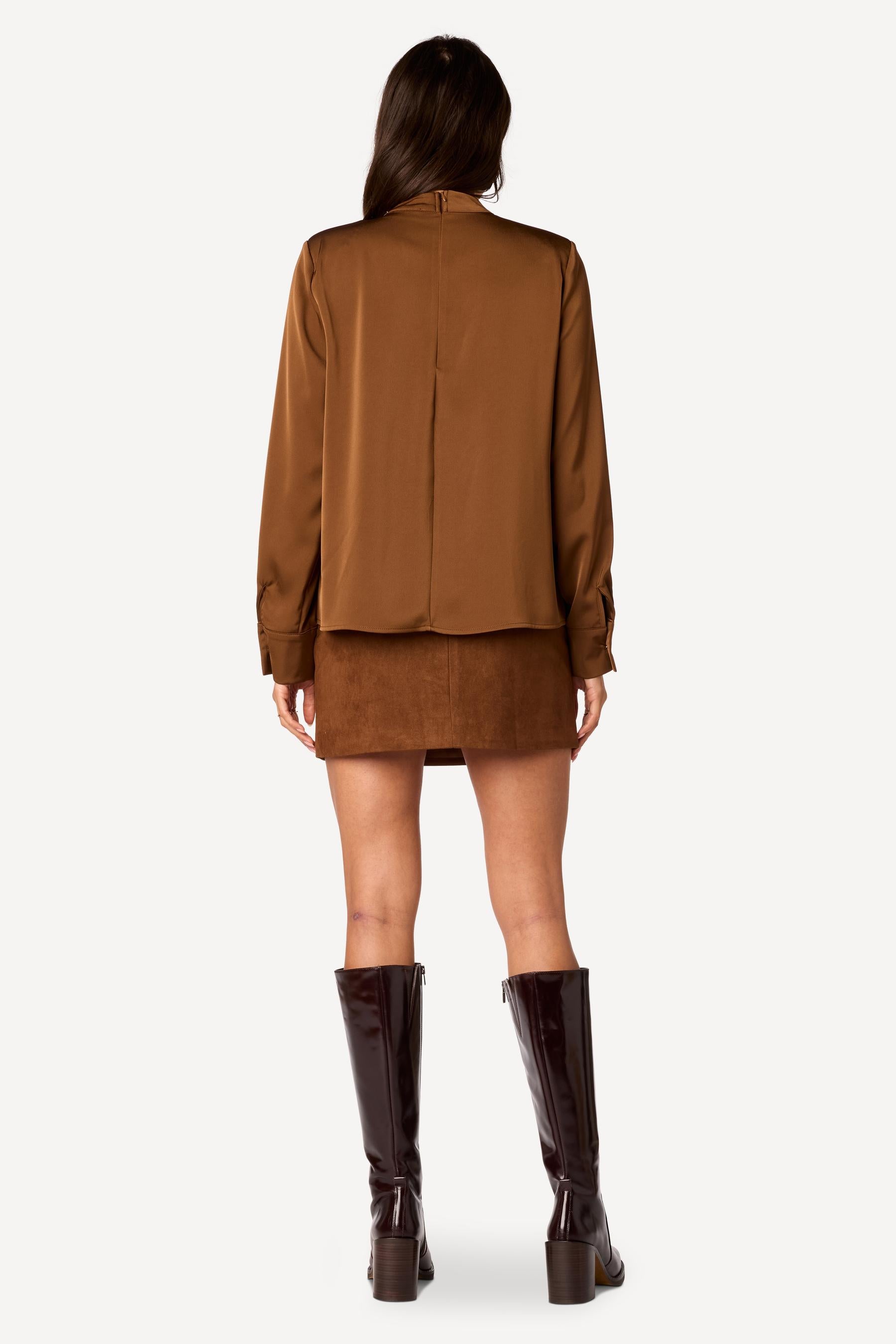Blouse unie Marron - Axara Paris