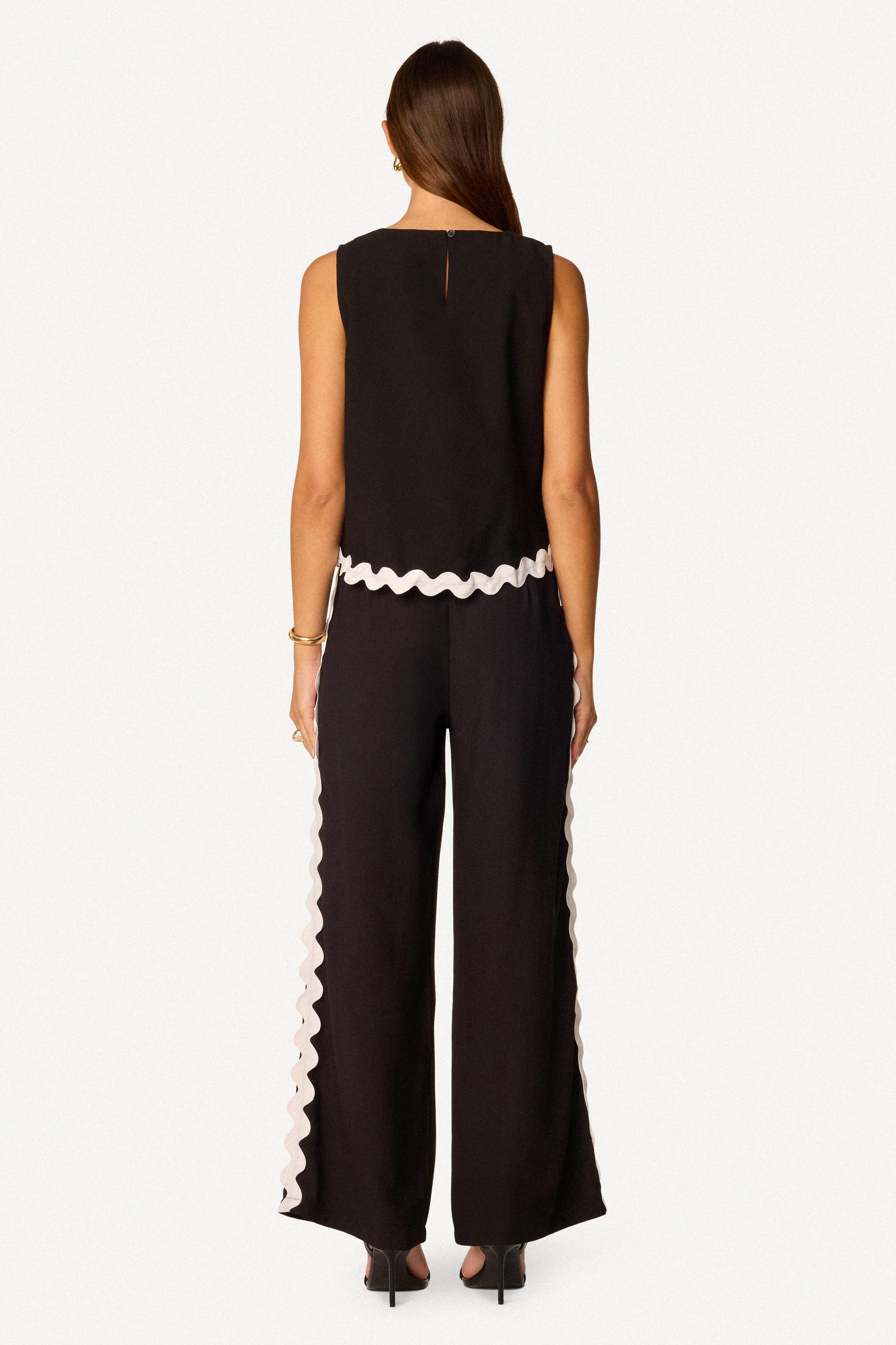 Top à galon sans manche Noir - Axara Paris