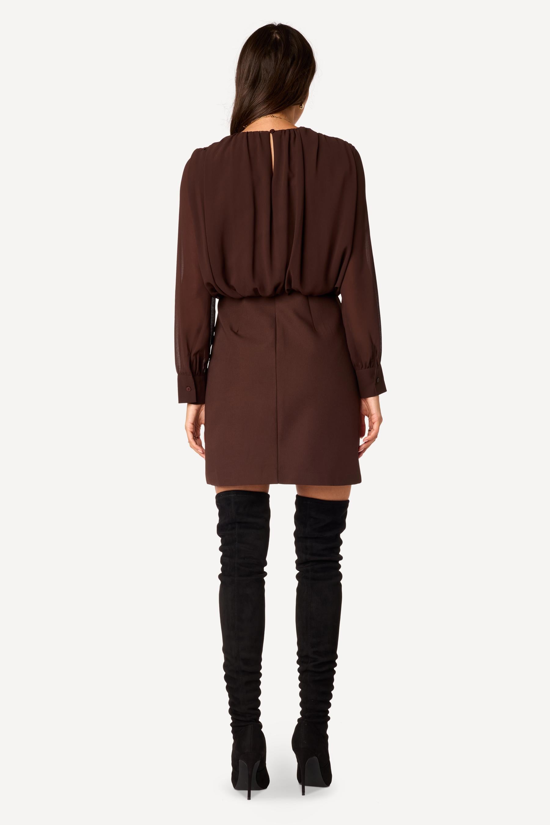 Robe courte unie Choco - Axara Paris